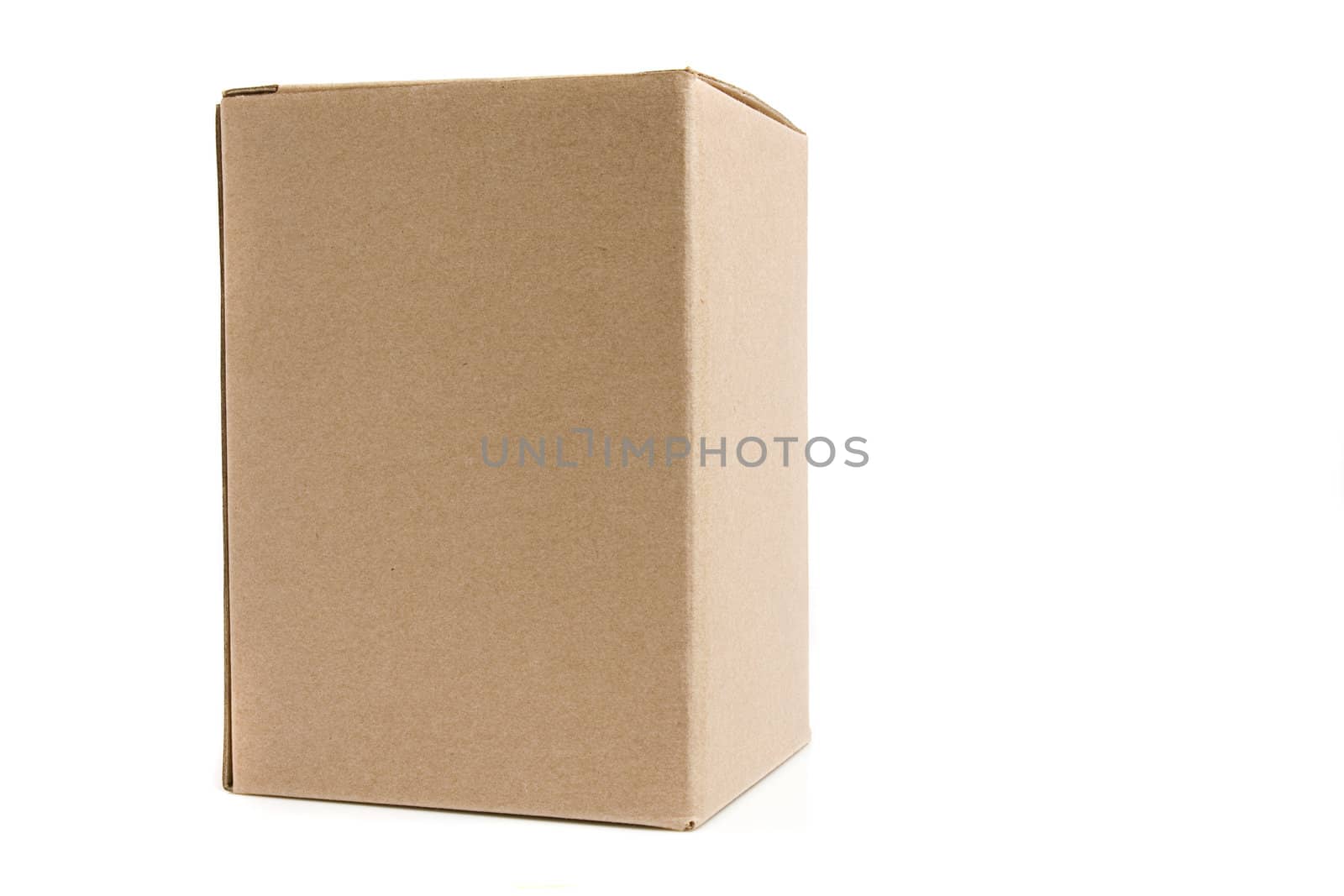 Cardboard box on a white background close up