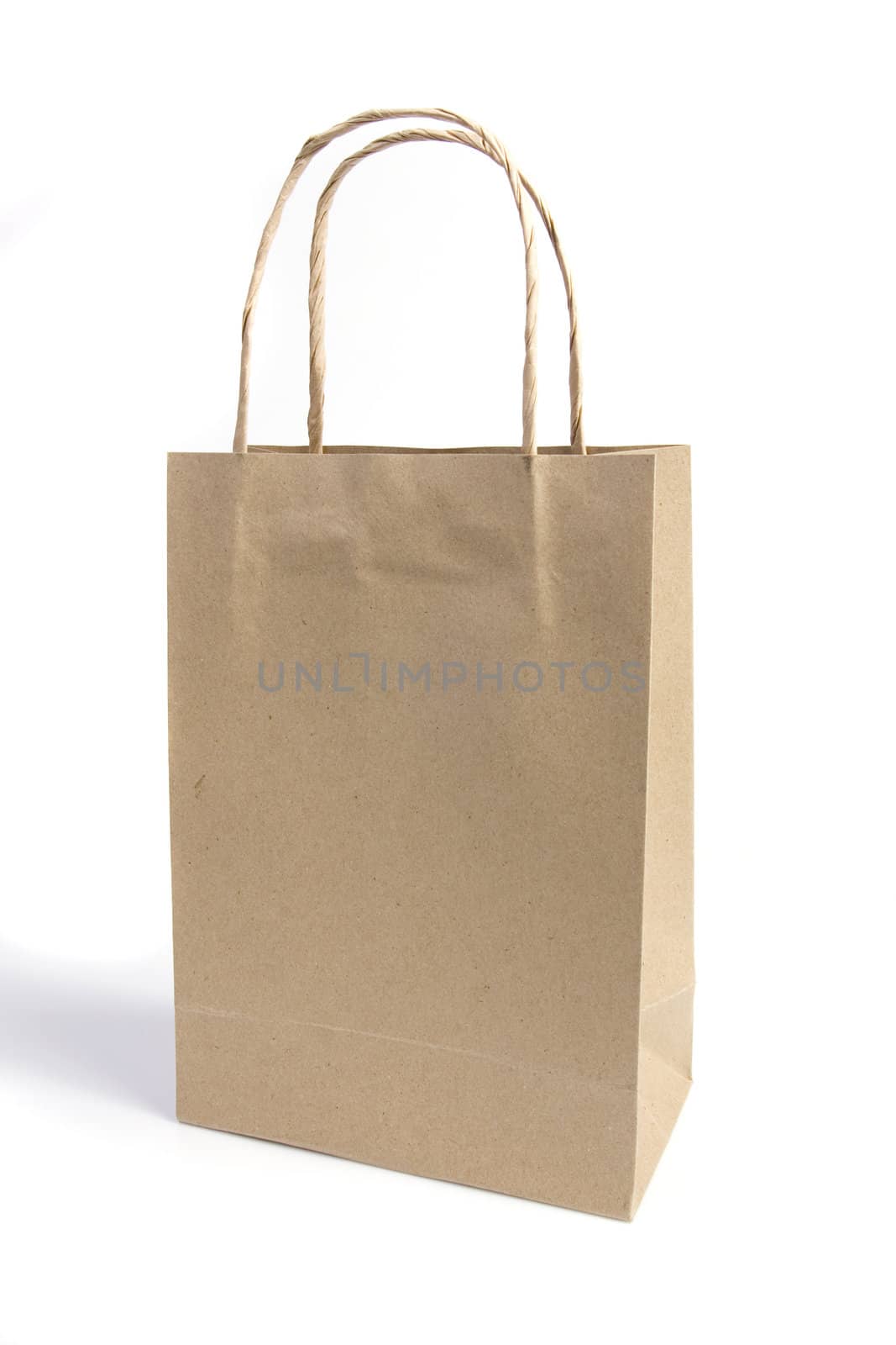 Recycle brown paper bag on white isolated