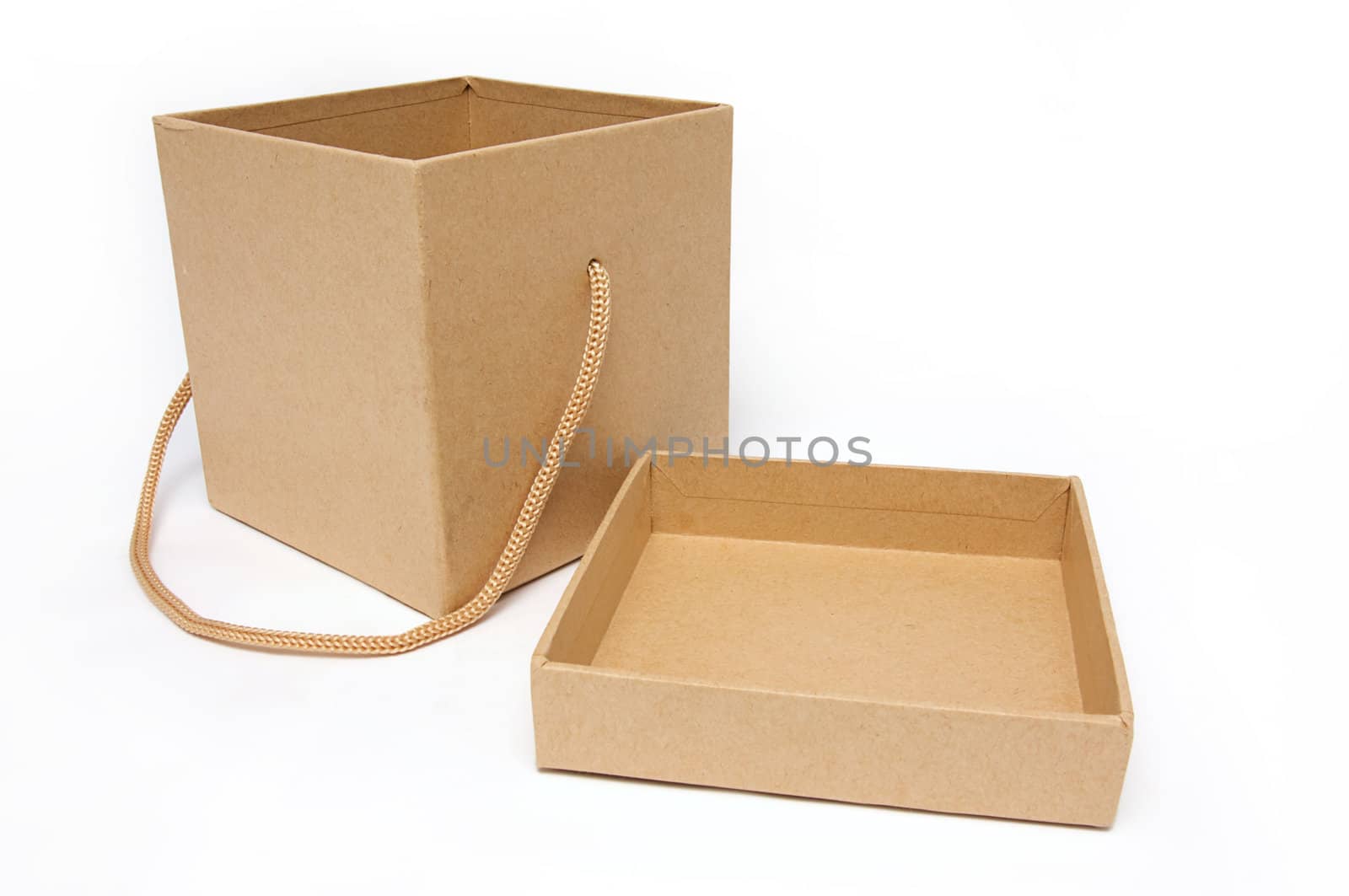 Open craft box on isolated white background