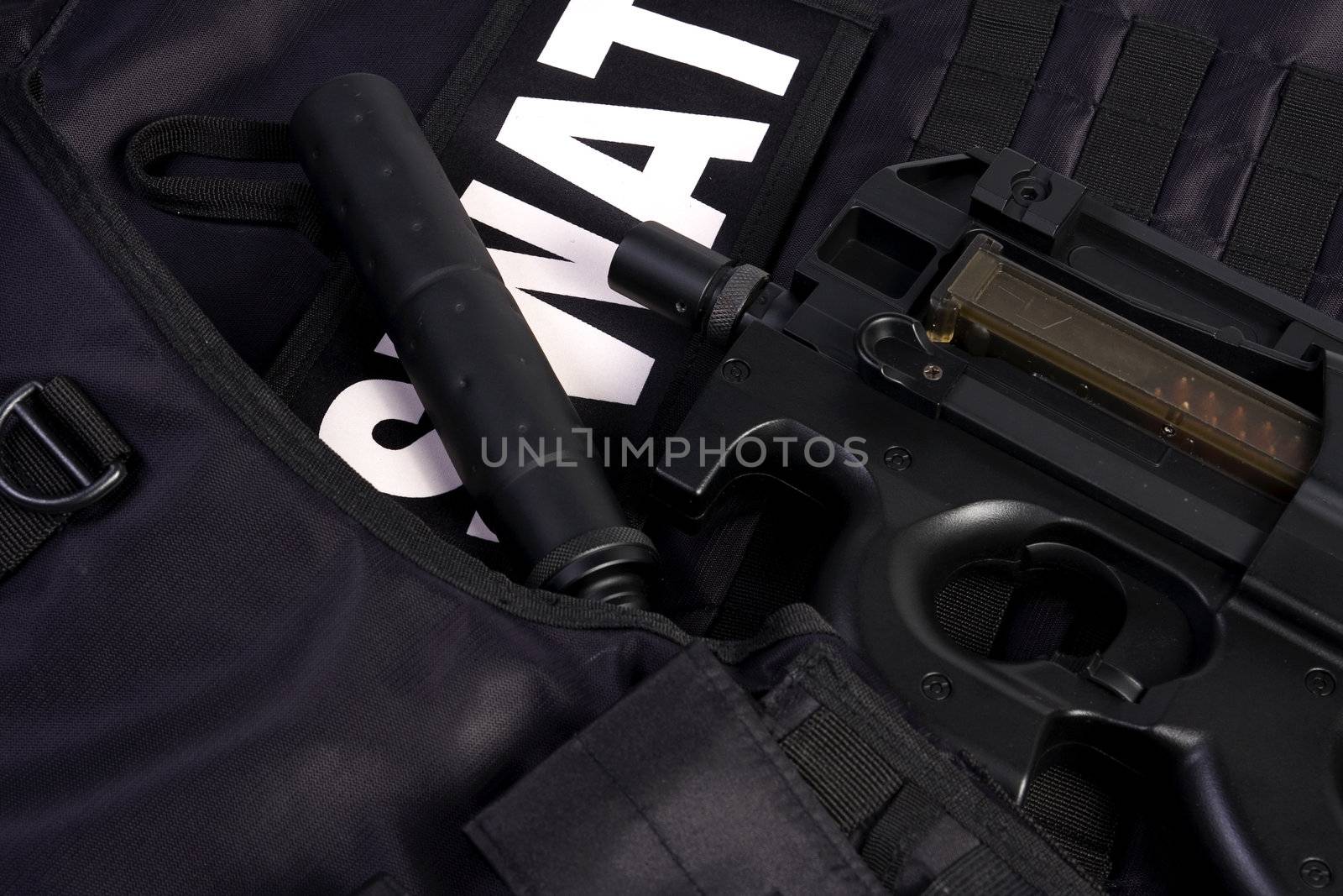 Armor suit SWAT unit and rifle with silenser