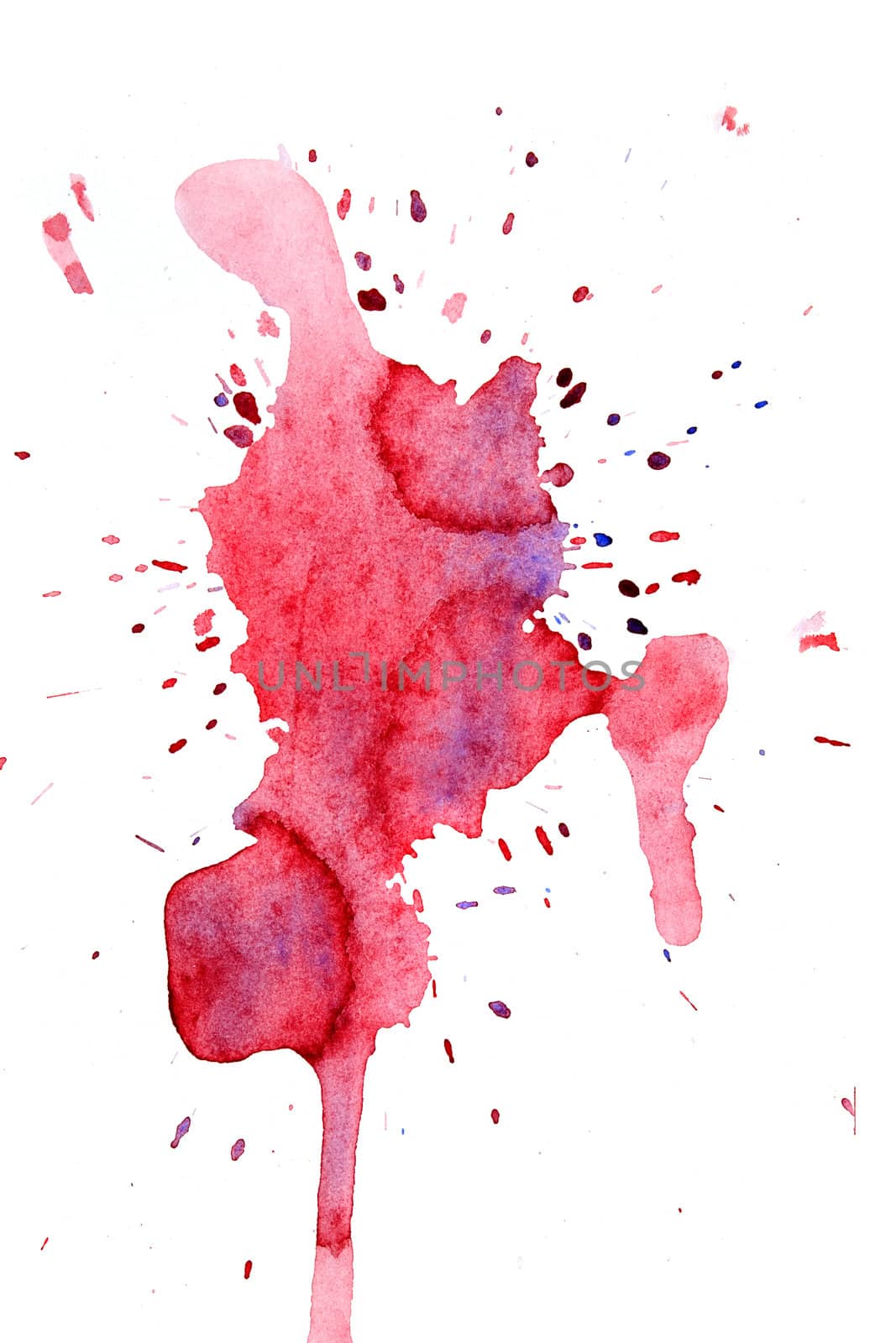 Red and blue water color abstract paint splashes, create by me