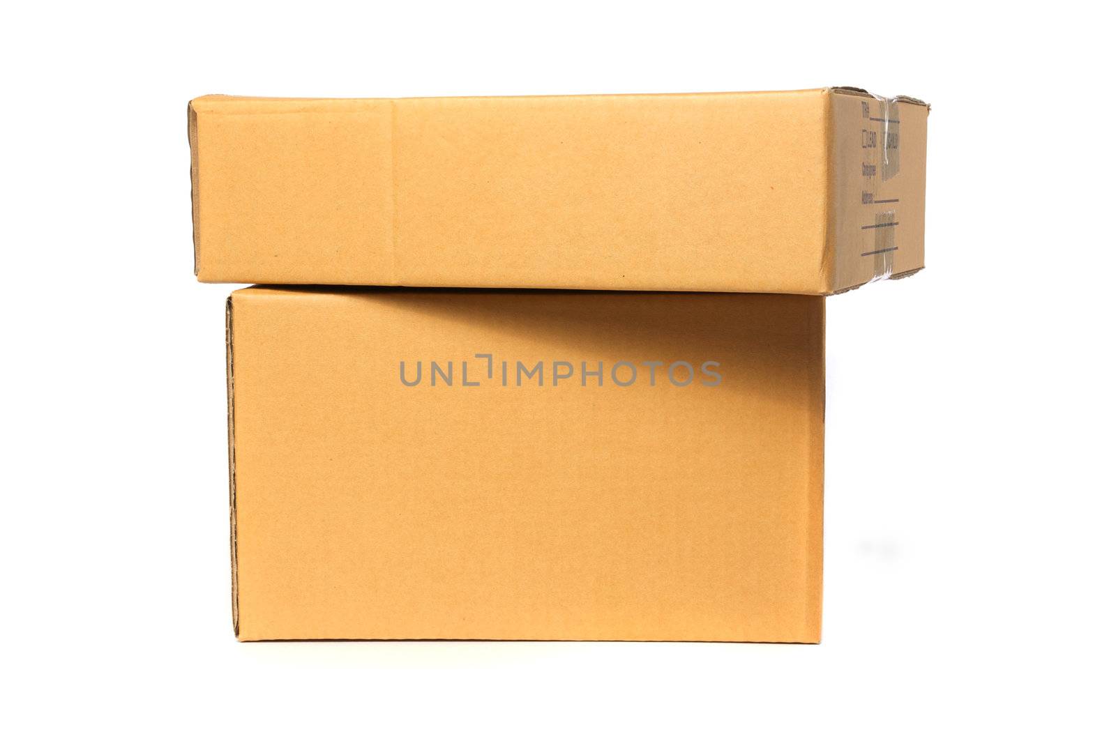 Cardboard box isolated on white background by posterize