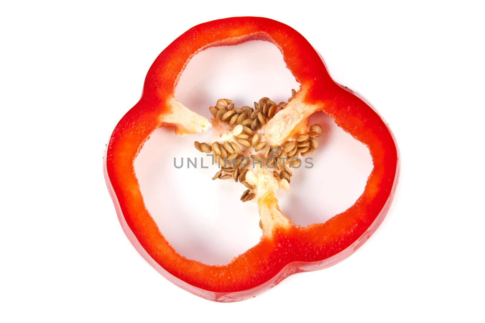 Freshness red bell pepper portion on white background