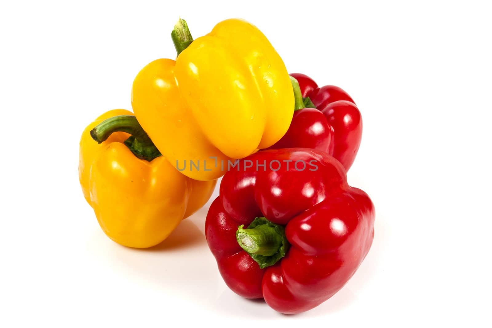 Red and yellow bell pepper by posterize