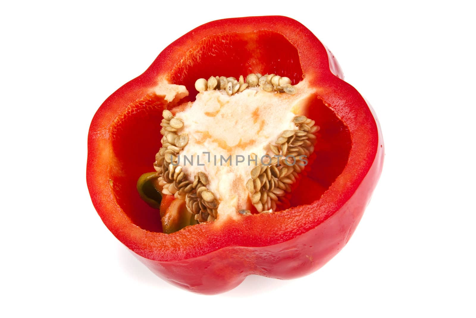 Freshness red bell pepper portion on white background