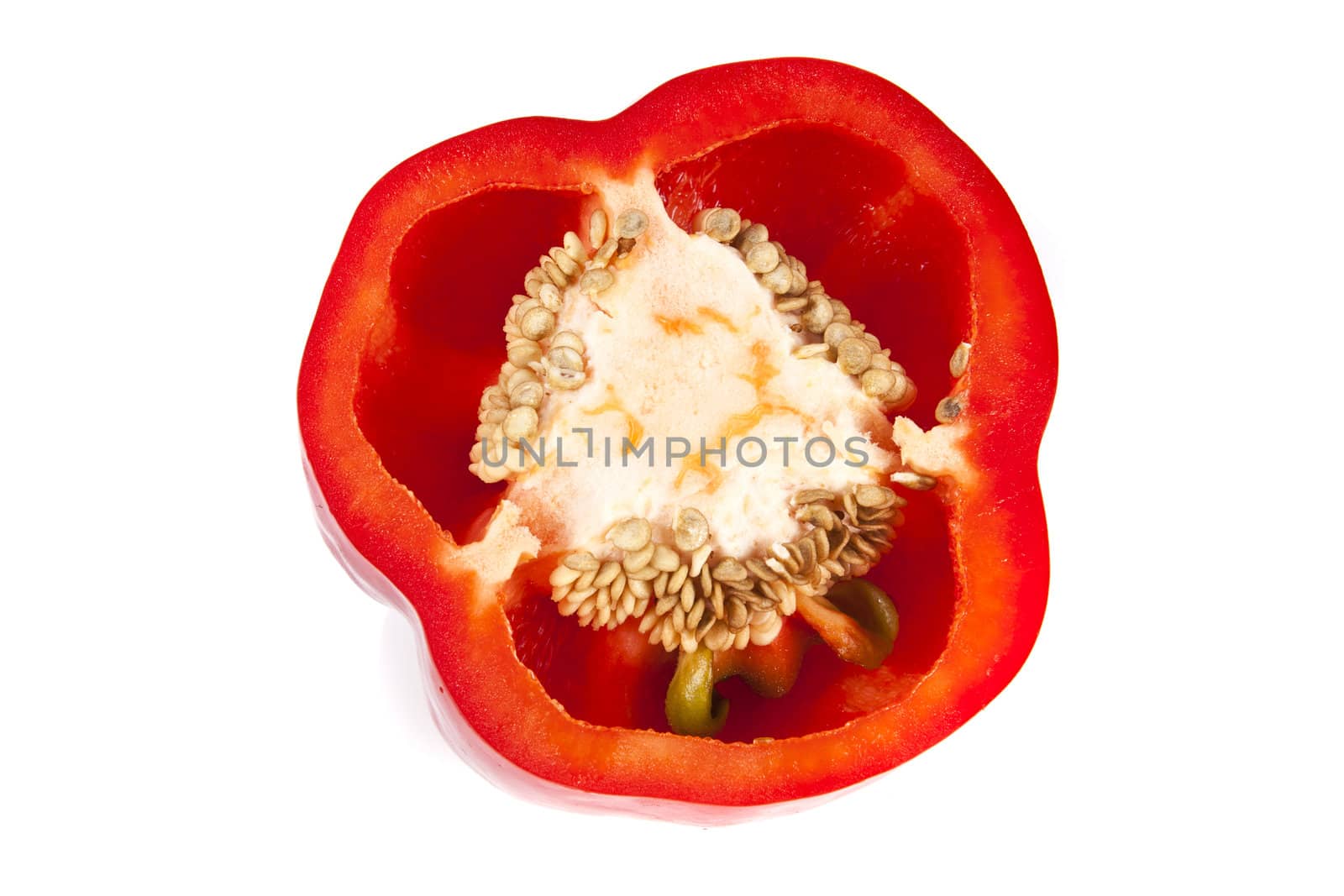 Freshness red bell pepper portion on white background