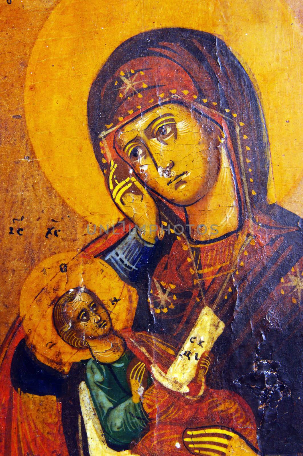 Ancient church icon. One of attributes of religion.