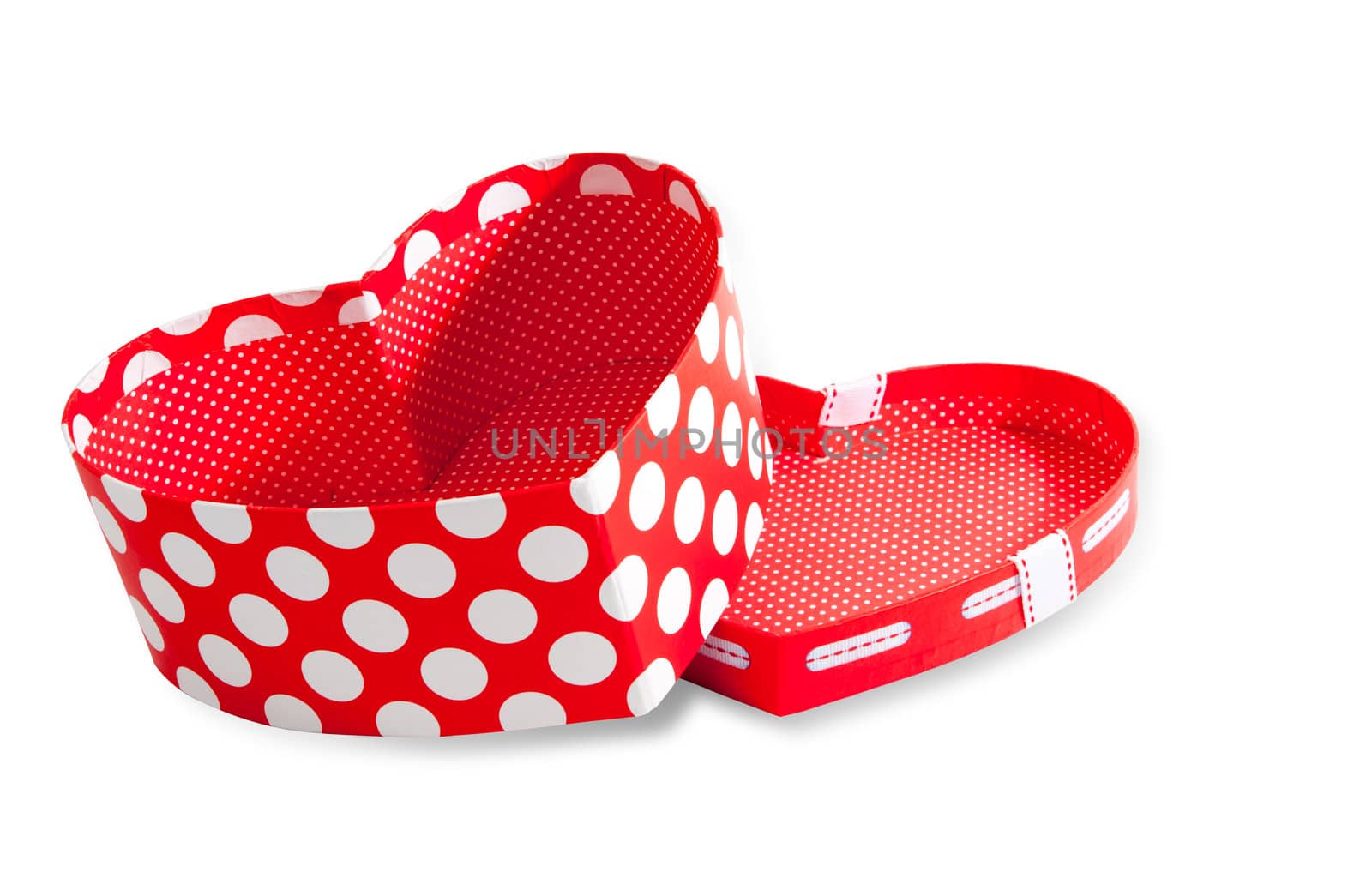 Gift cardboard box in the form of red heart isolated on a white background