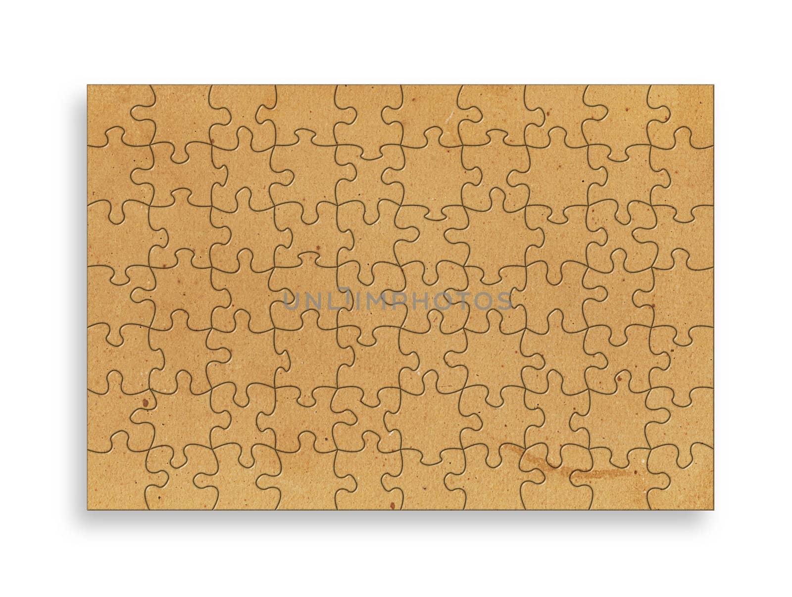 vintage  close up paper on white background in the form of a puzzle