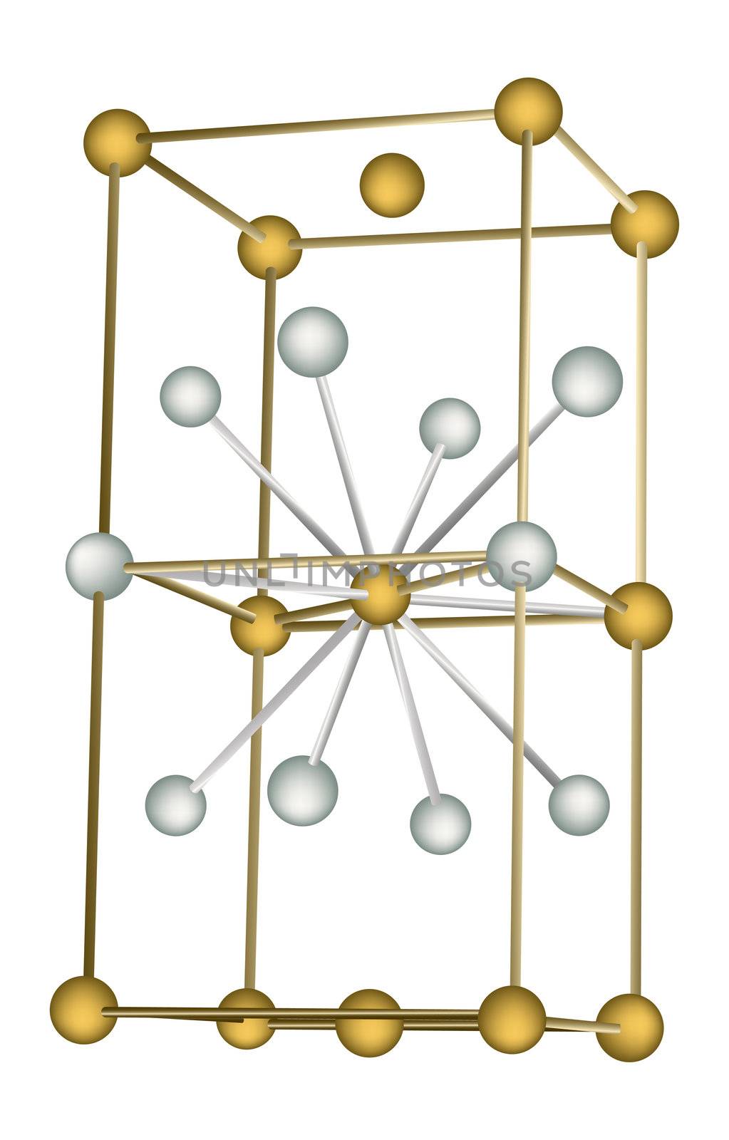 Crystal lattice of a structure of polymers and nonmetallic materials on a white background