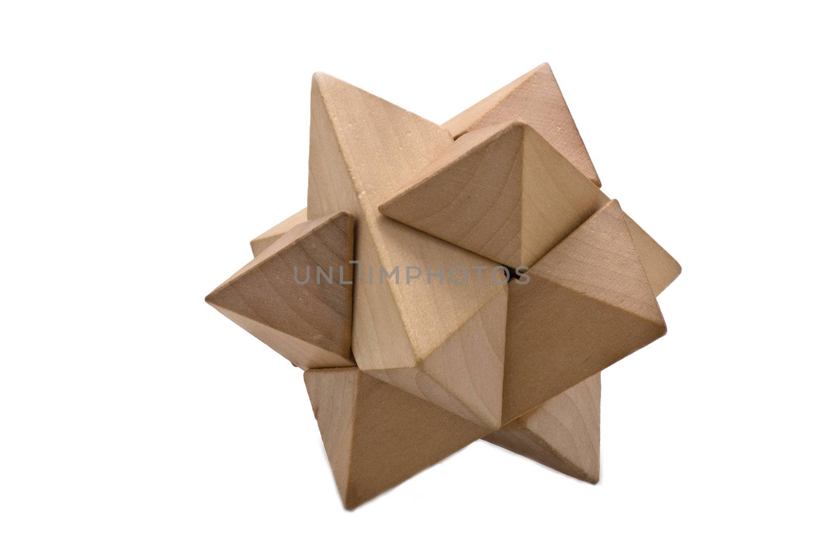 Wooden 3D puzzle on white