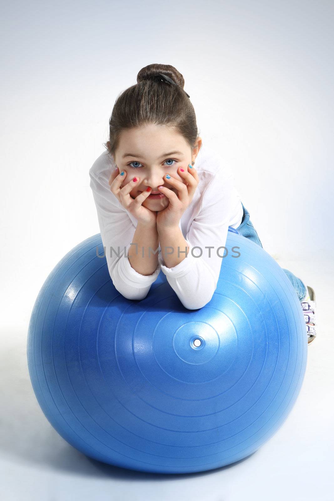 Portrait of little girl with a rubber ball by robert_przybysz