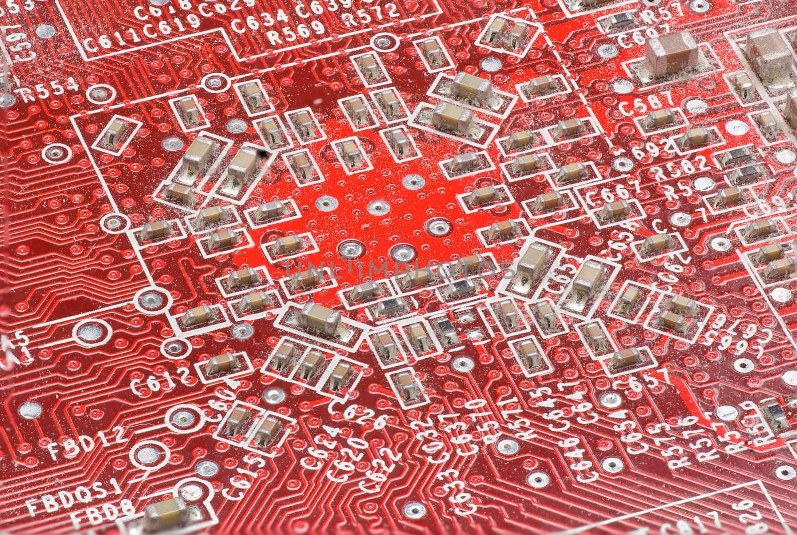 Red dusty circuit board