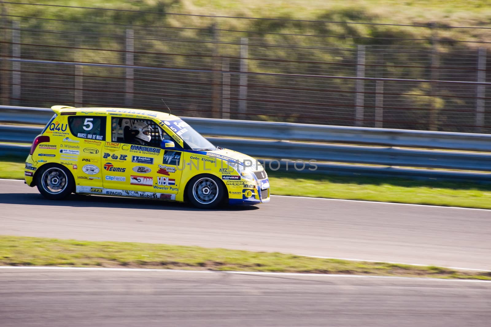 ZANDVOORT, THE NETHERLANDS - OCTOBER 10:  Marcel van de Maat in his Suzuki Swift braking at Formido Finale Races at Circuit Park Zandvoort in Zandvoort, The Netherlands on October 10, 2010