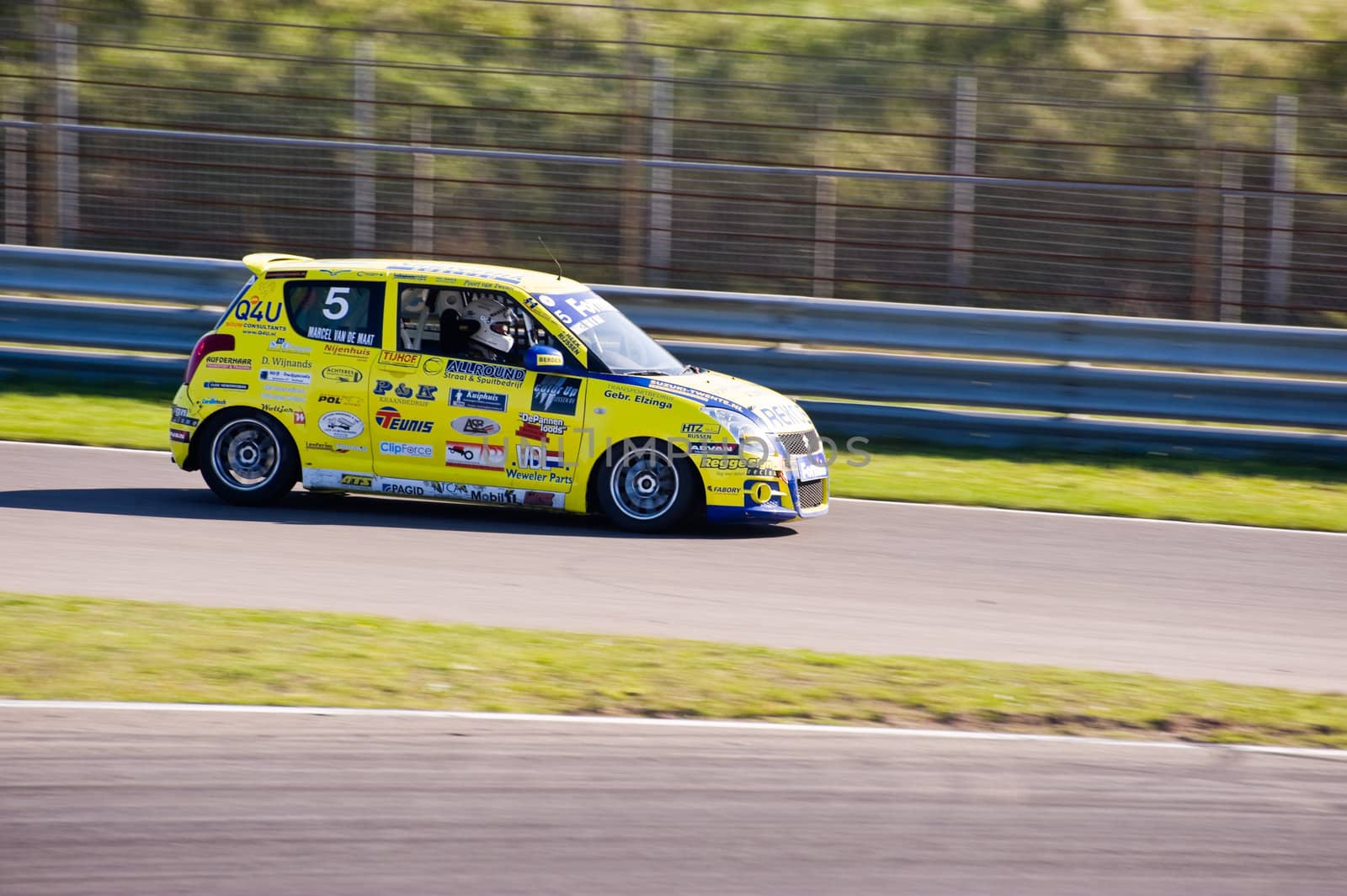 ZANDVOORT, THE NETHERLANDS - OCTOBER 10:  Marcel van de Maat in his Suzuki Swift braking at Formido Finale Races at Circuit Park Zandvoort in Zandvoort, The Netherlands on October 10, 2010