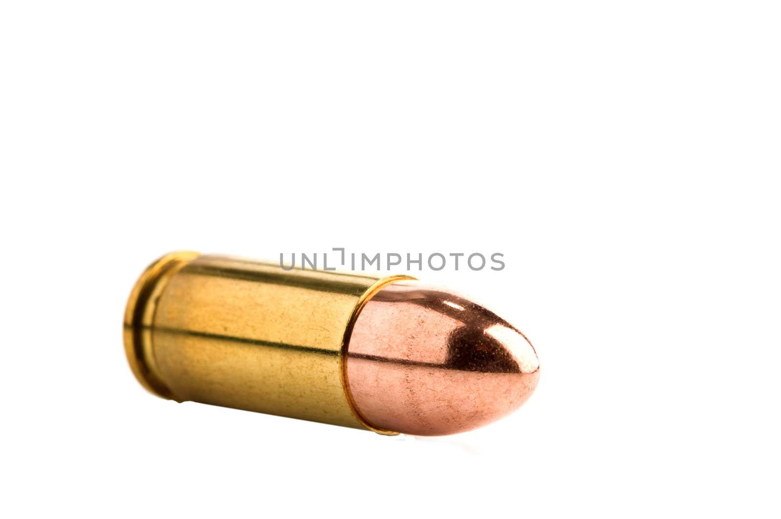 Shiny mm pistol cartridge isolated