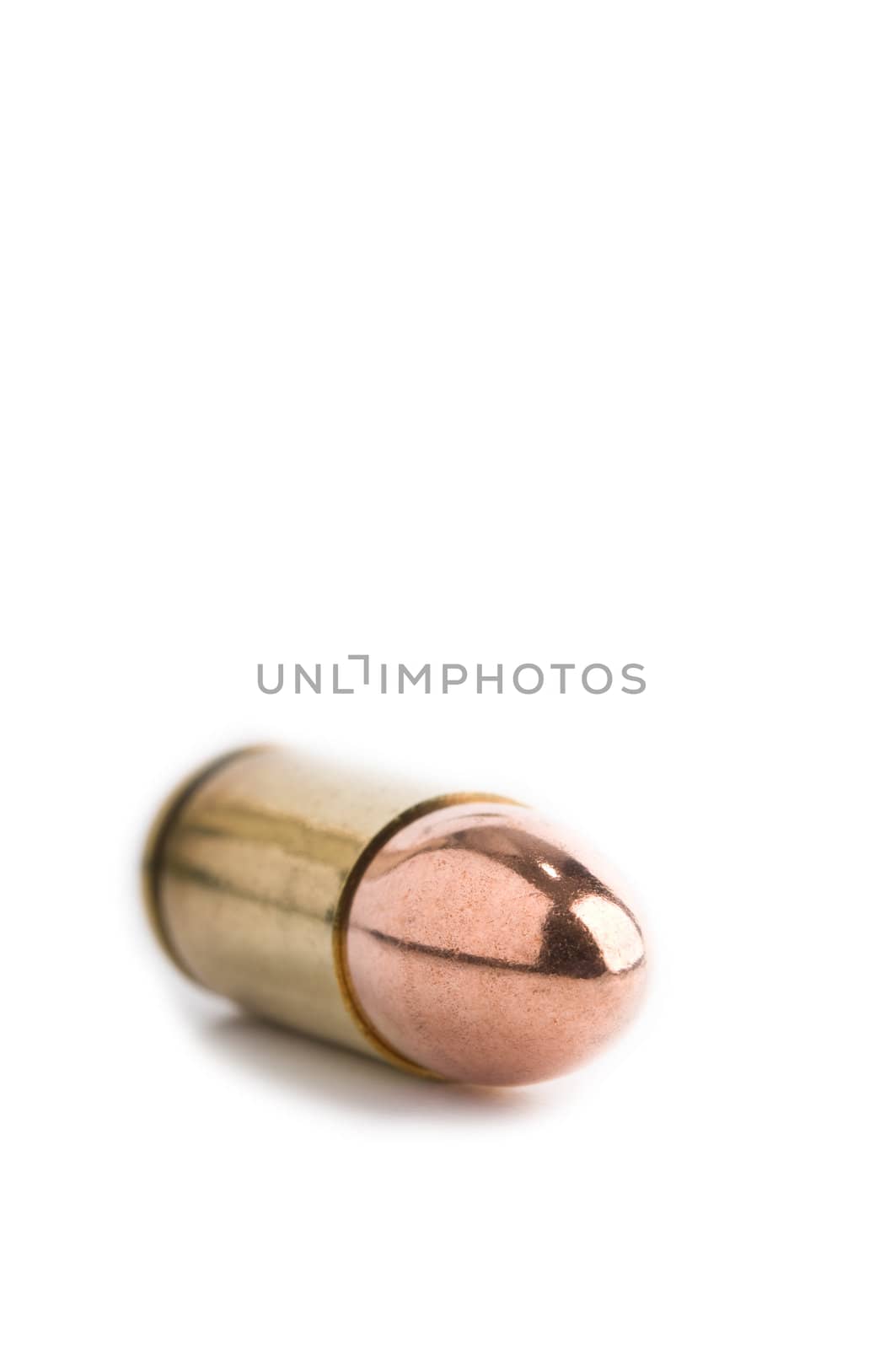 9 mm pistol cartridge on white