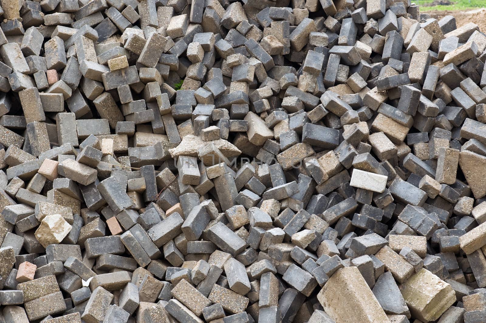 Pile of coble stone bricks