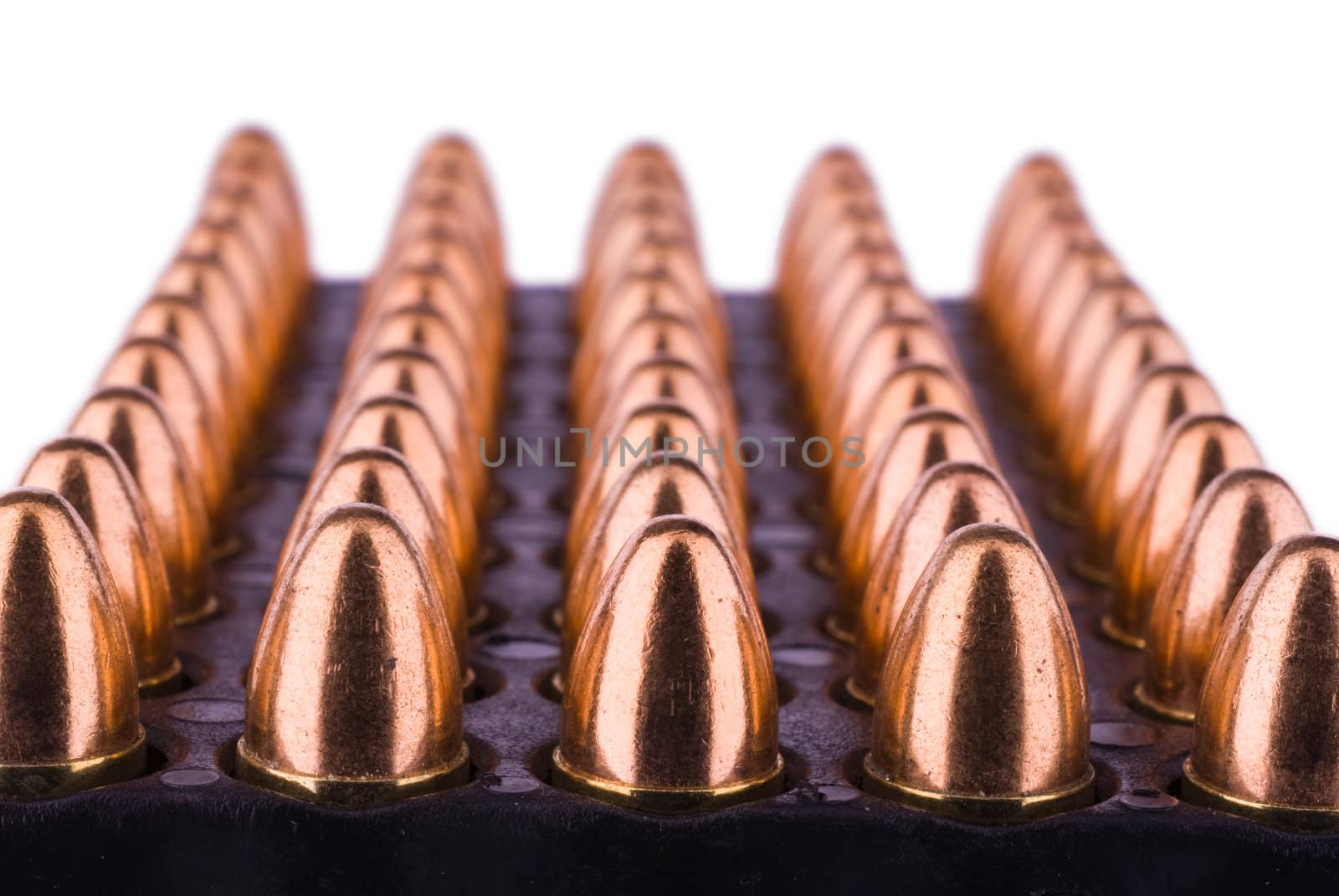 Tray with 9 mm pistol cartridges