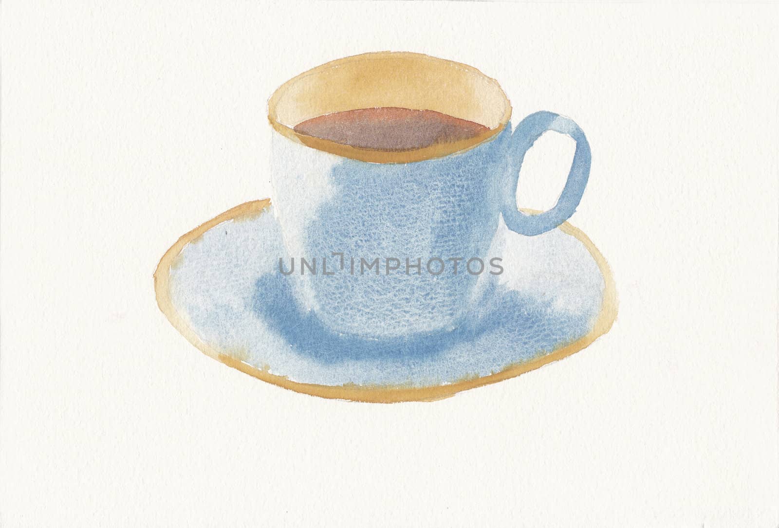 hand painted watercolor of teacup and saucer