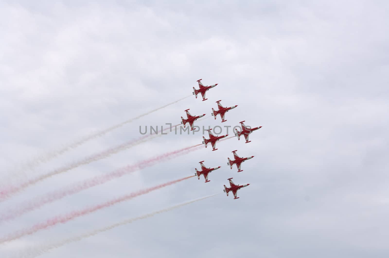 Turkish Stars Aerobatics Team in tight formation