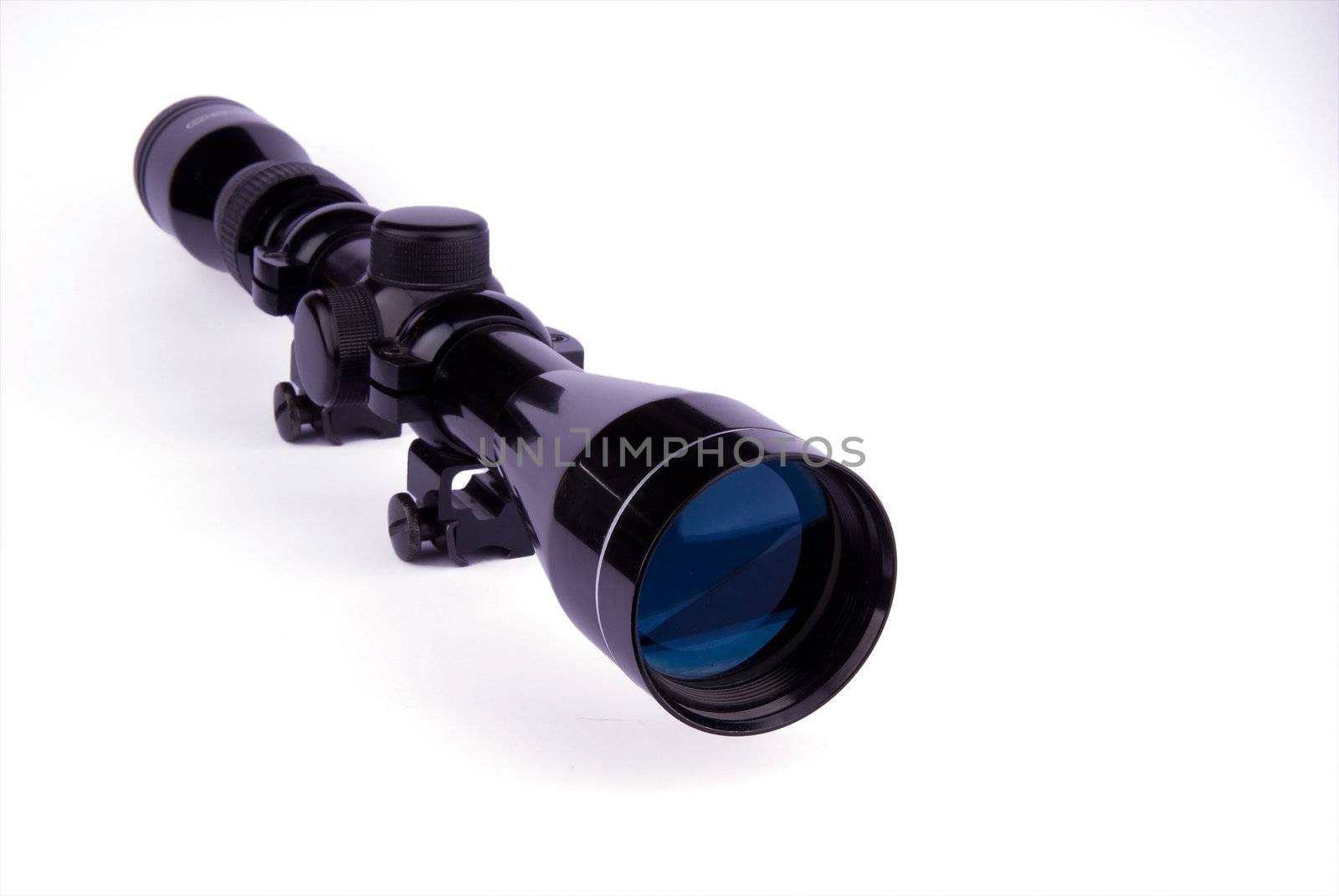 Rifle scope on white