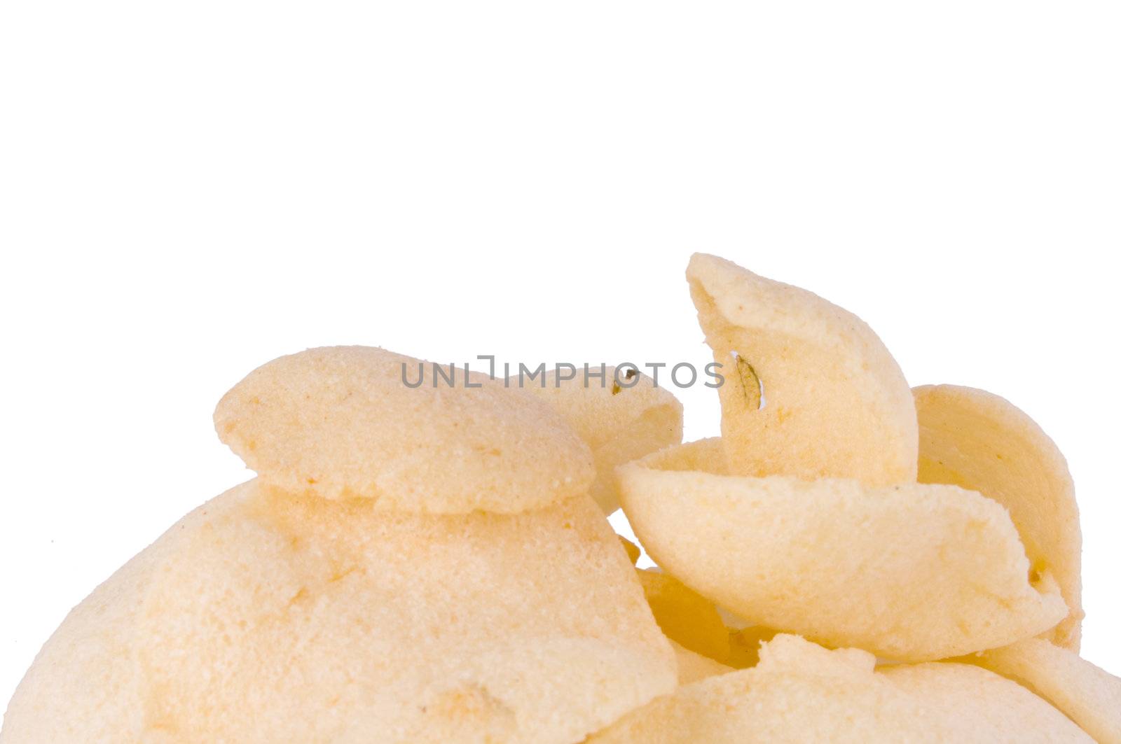 Kroepoek, indonesian crisps made from fish or shrimp paste of cassava root