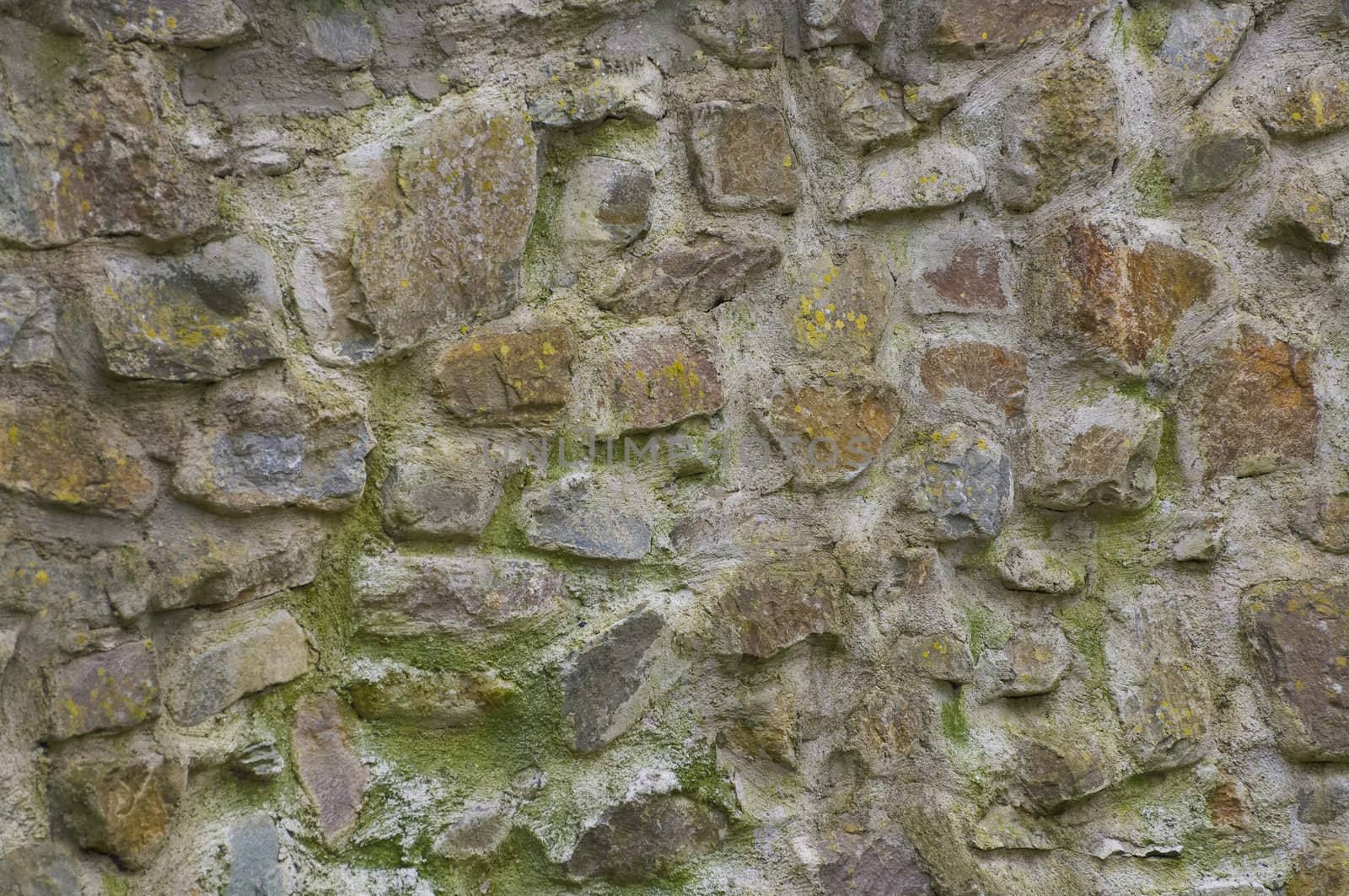 Old dutch brick castle wall, weathered, scarred and repaired