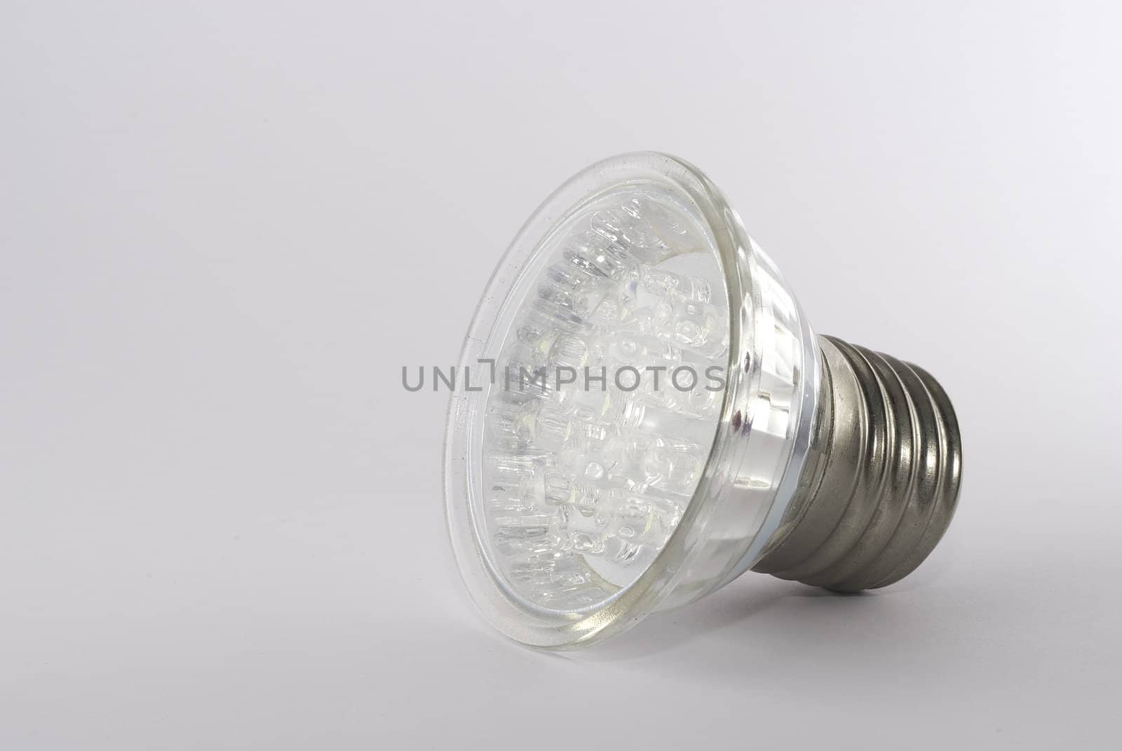 LED light bulb on white surface