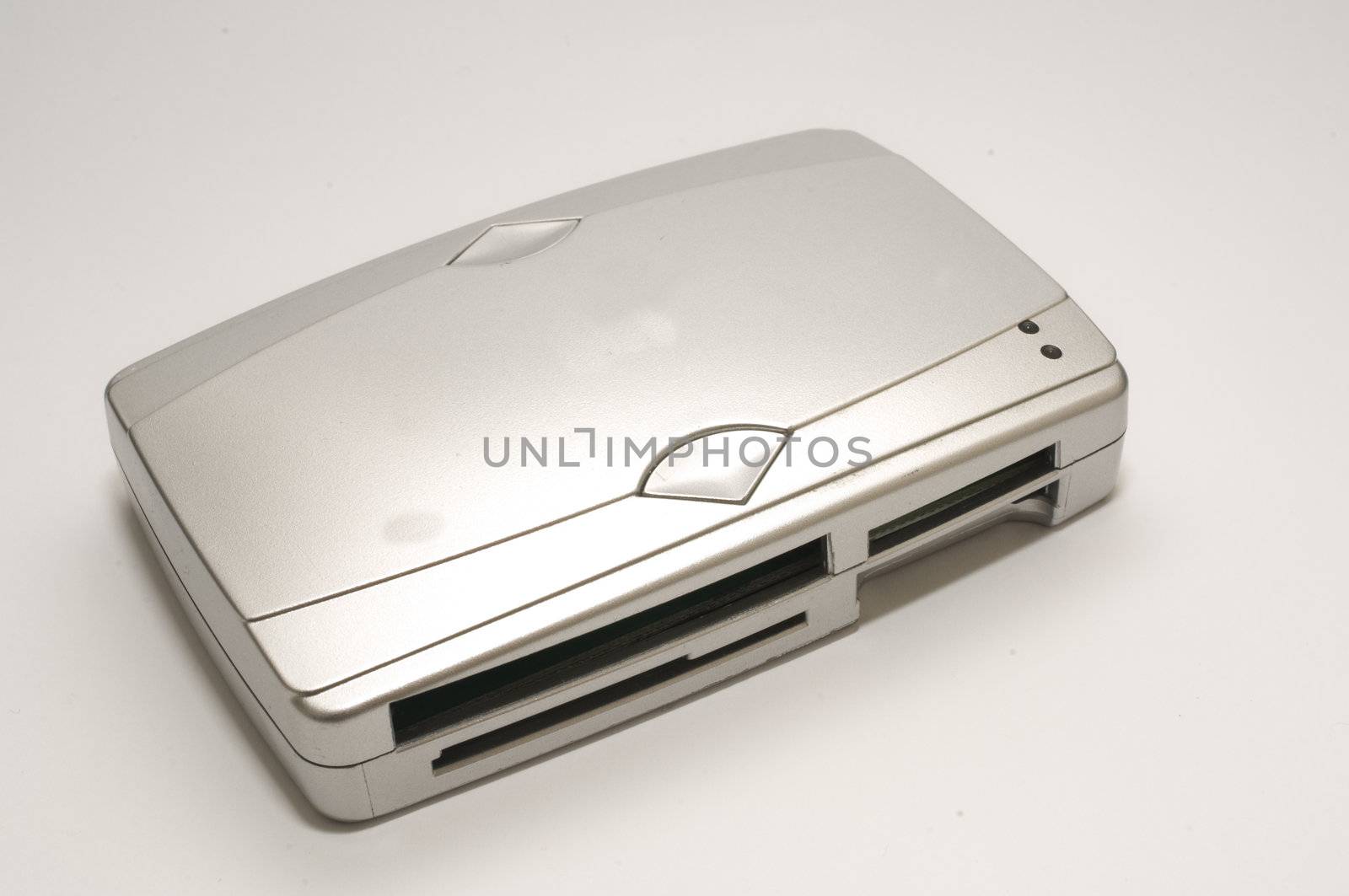 Generic silver card reader on white