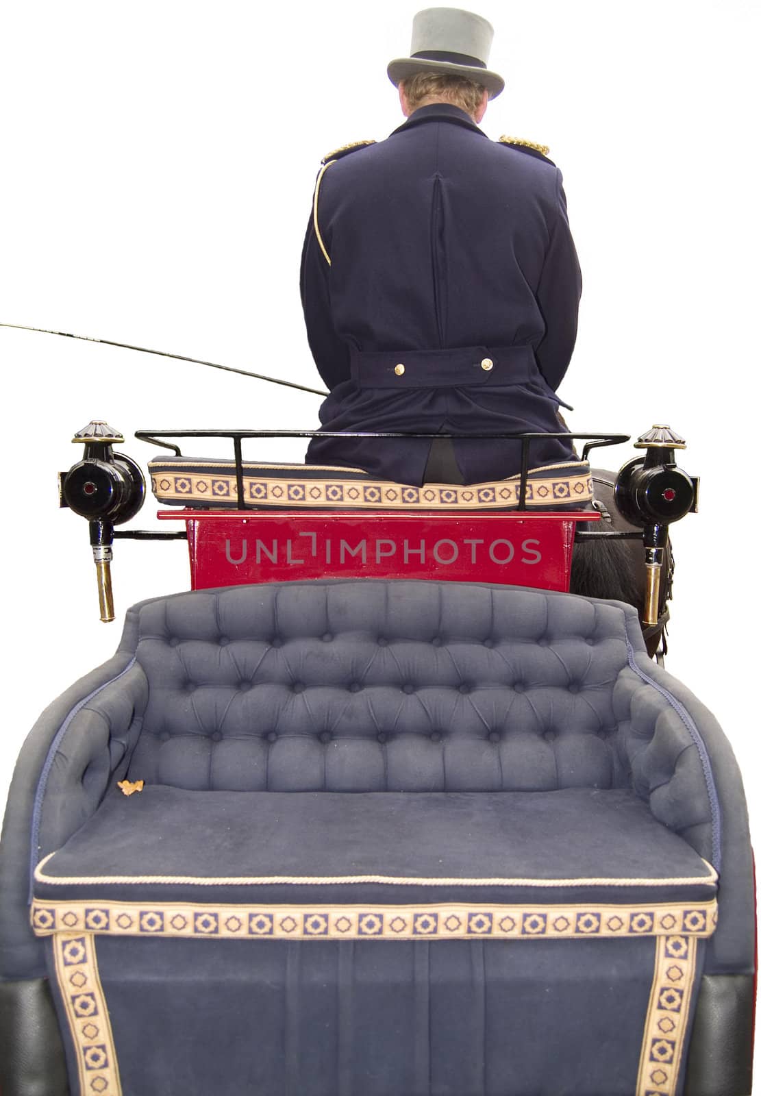 Isolated carriage with driver on white background