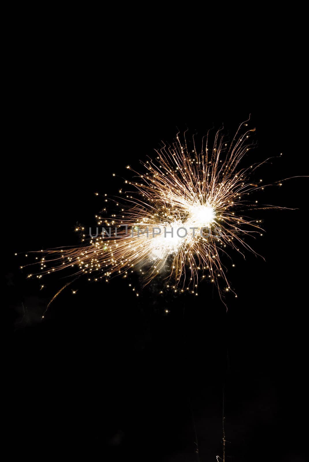 Exploding Arial fireworks on black sky