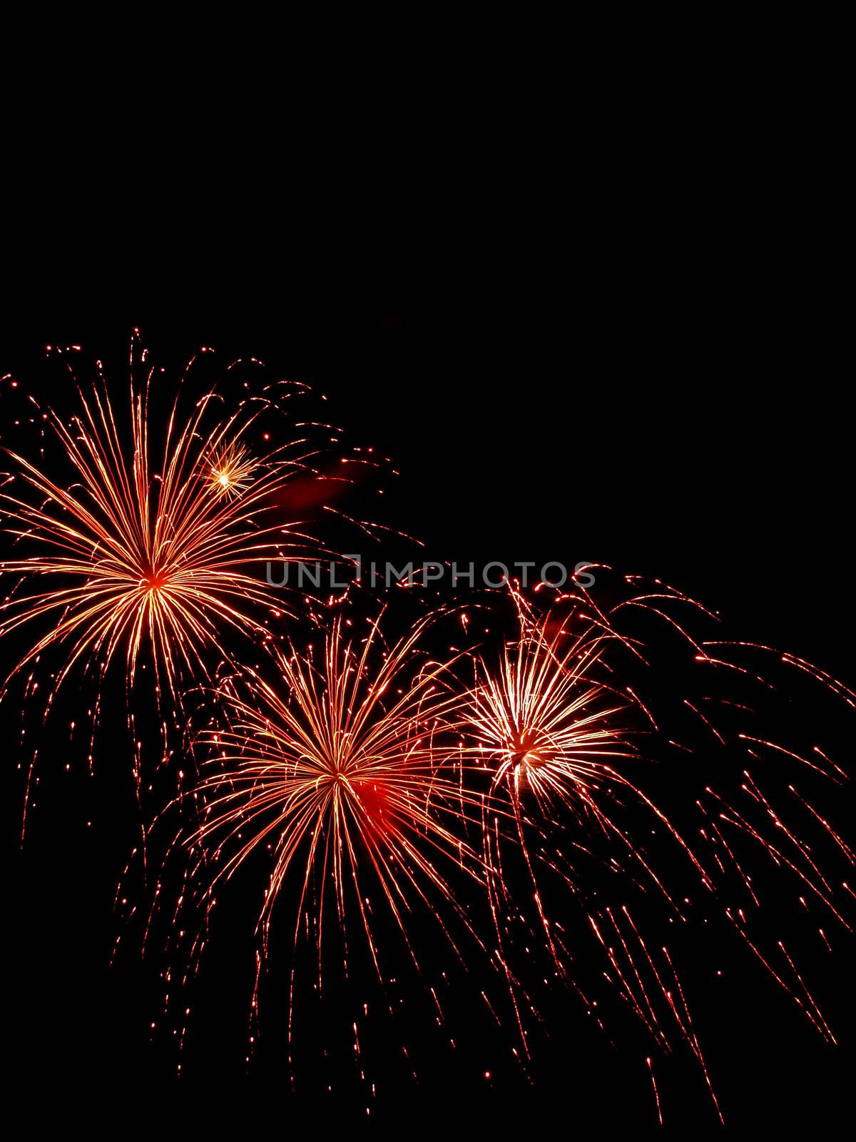 Long Exposure of Fireworks Against a Black Sky