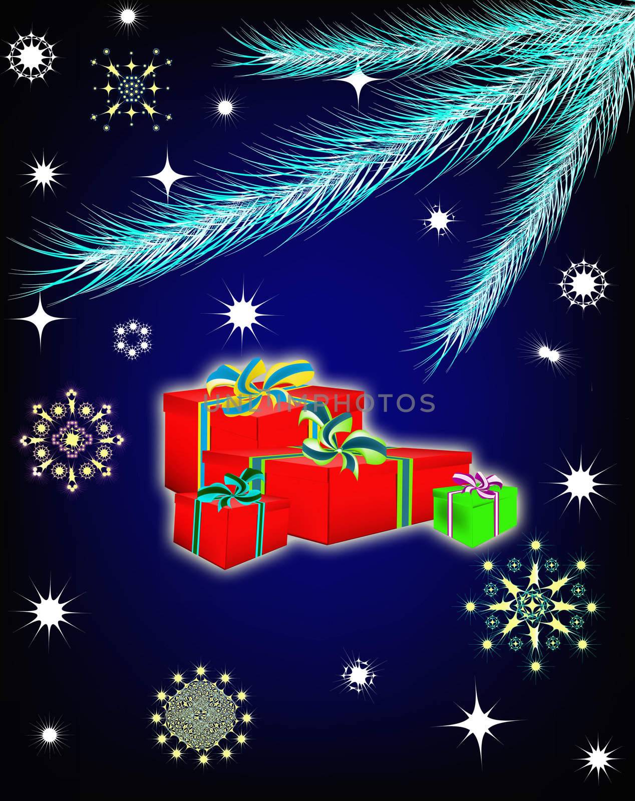New Year's and Christmas abstract decorative elements. Card