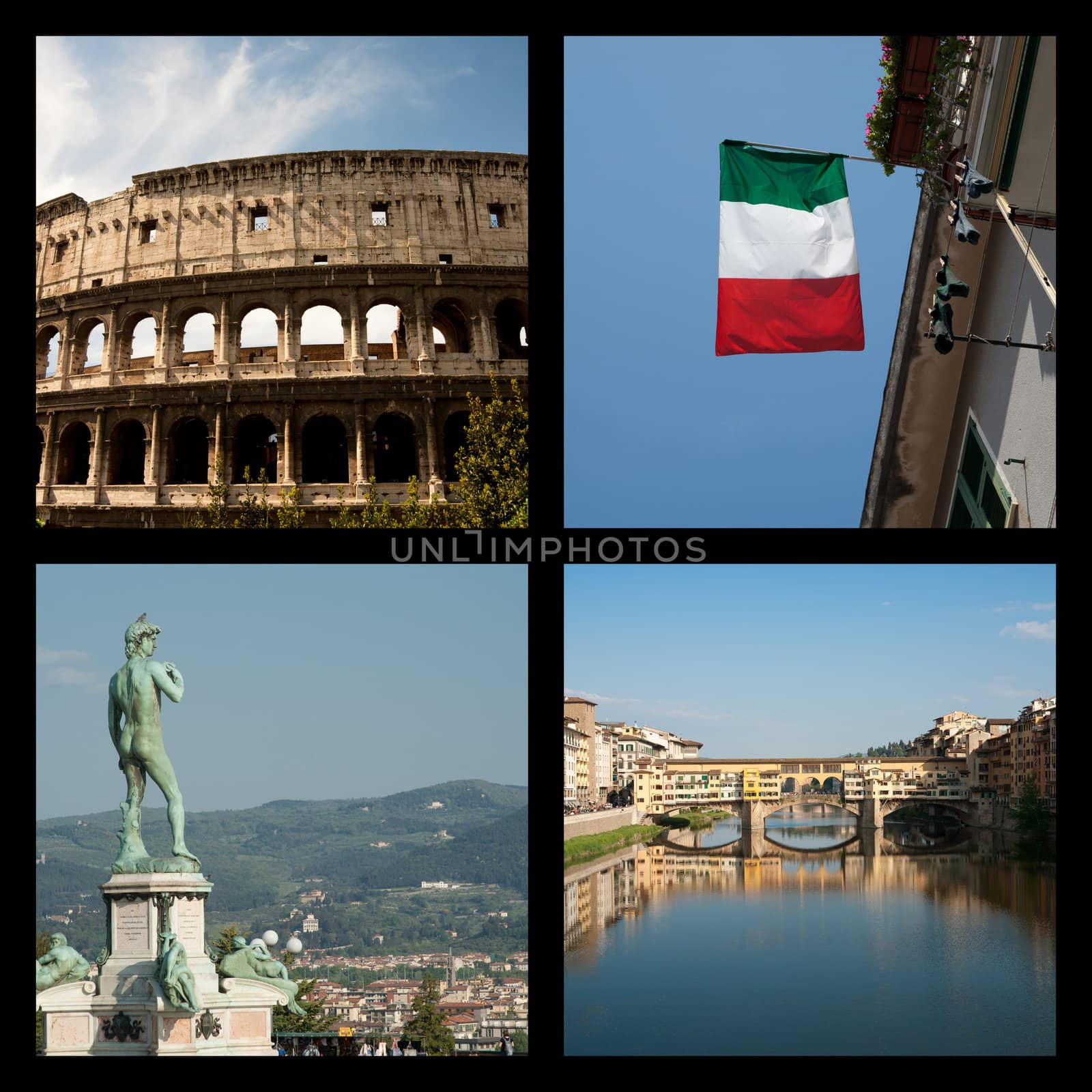 Collage of four traditional Italian scenes