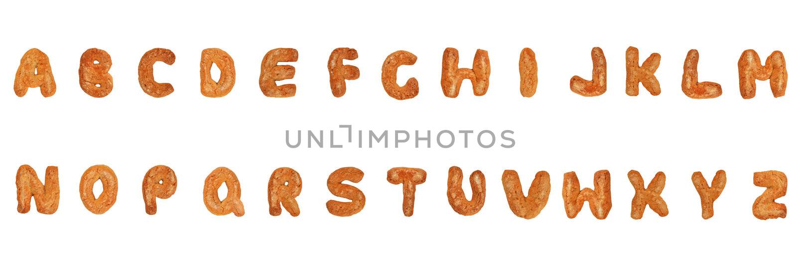 Letters of the British alphabet made of gingerbread
