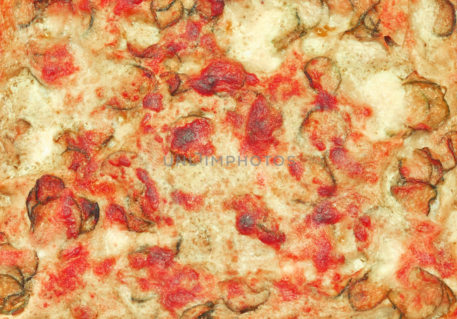 Detail of courgettes (zucchini) pizza with vegetables