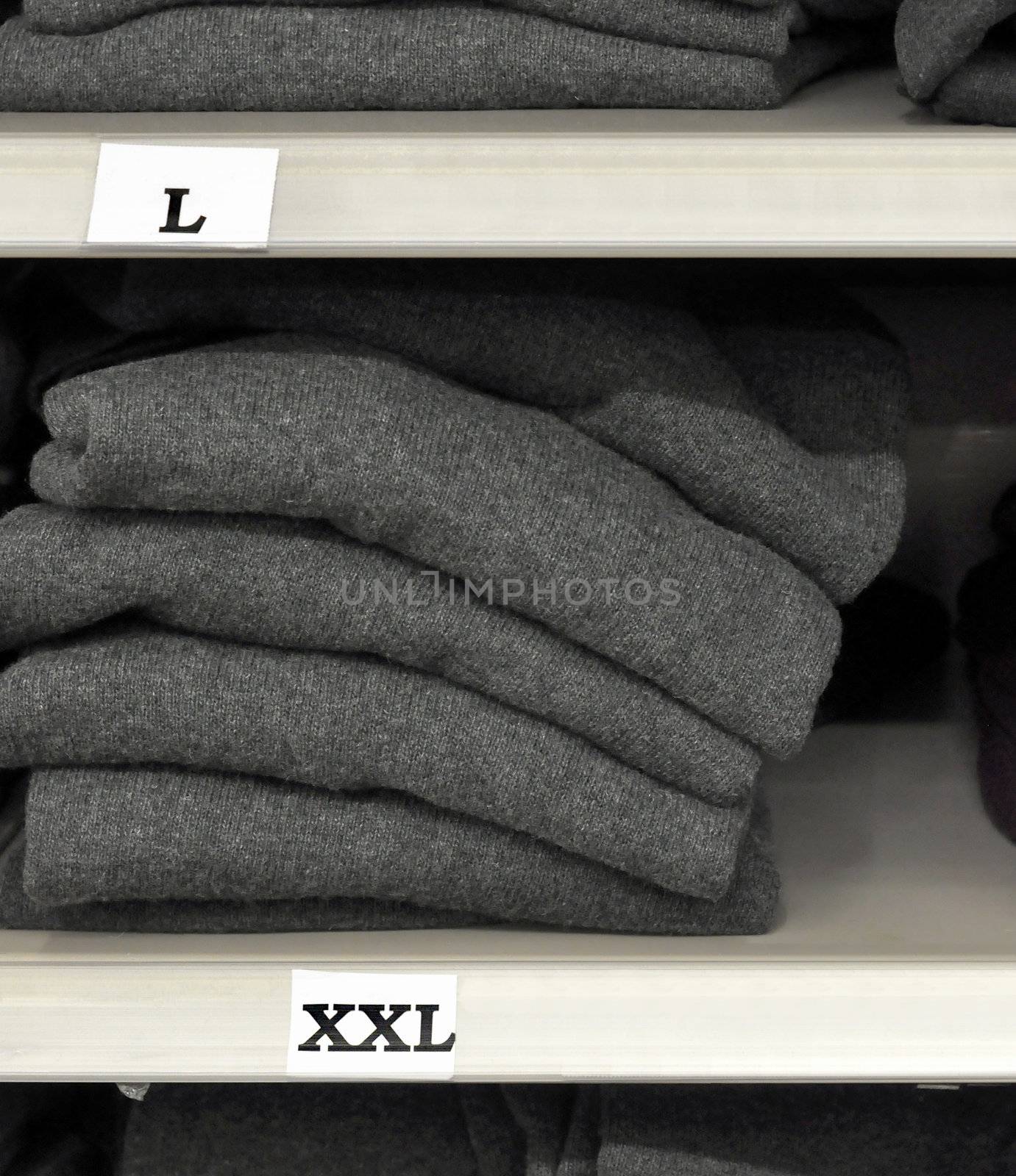 Cloths on a shelf in a department store
