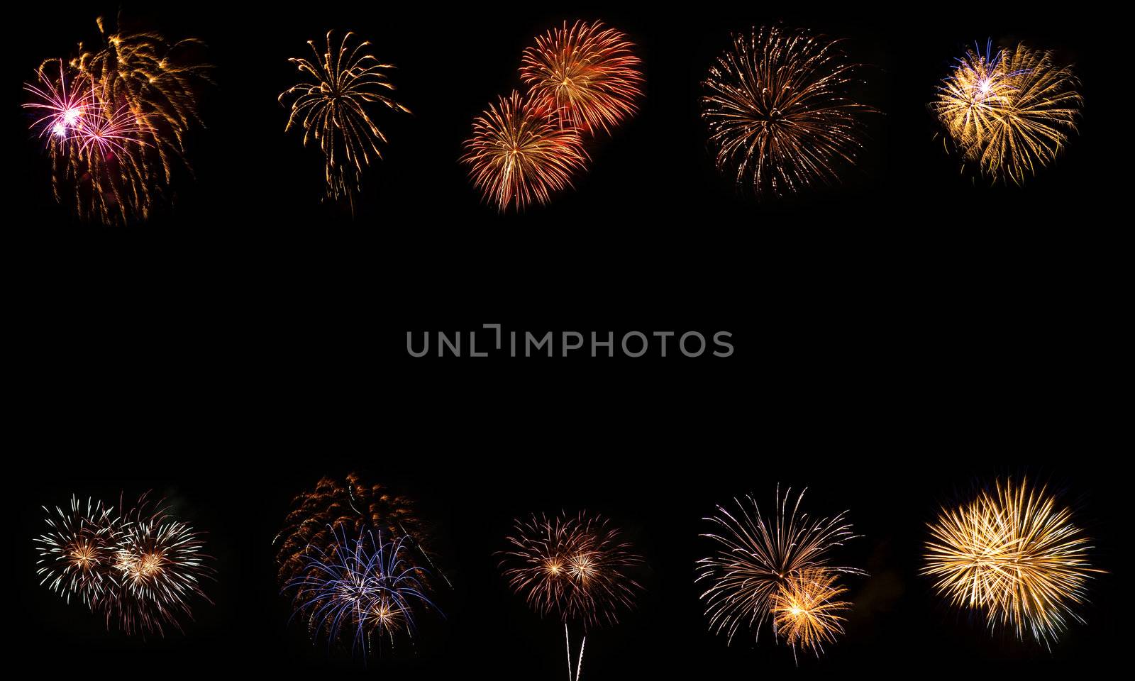 Long Exposure of Fireworks Frame Against a Black Sky
