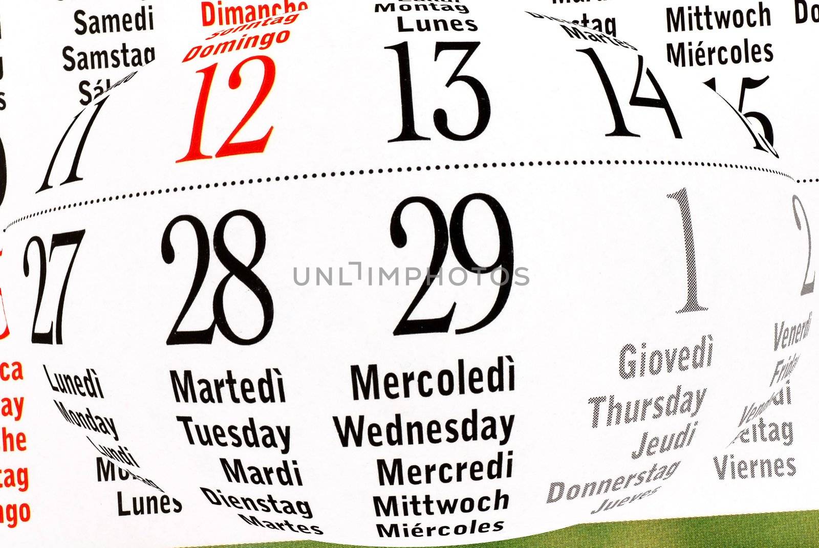 details of calendar of leap year, February 2012