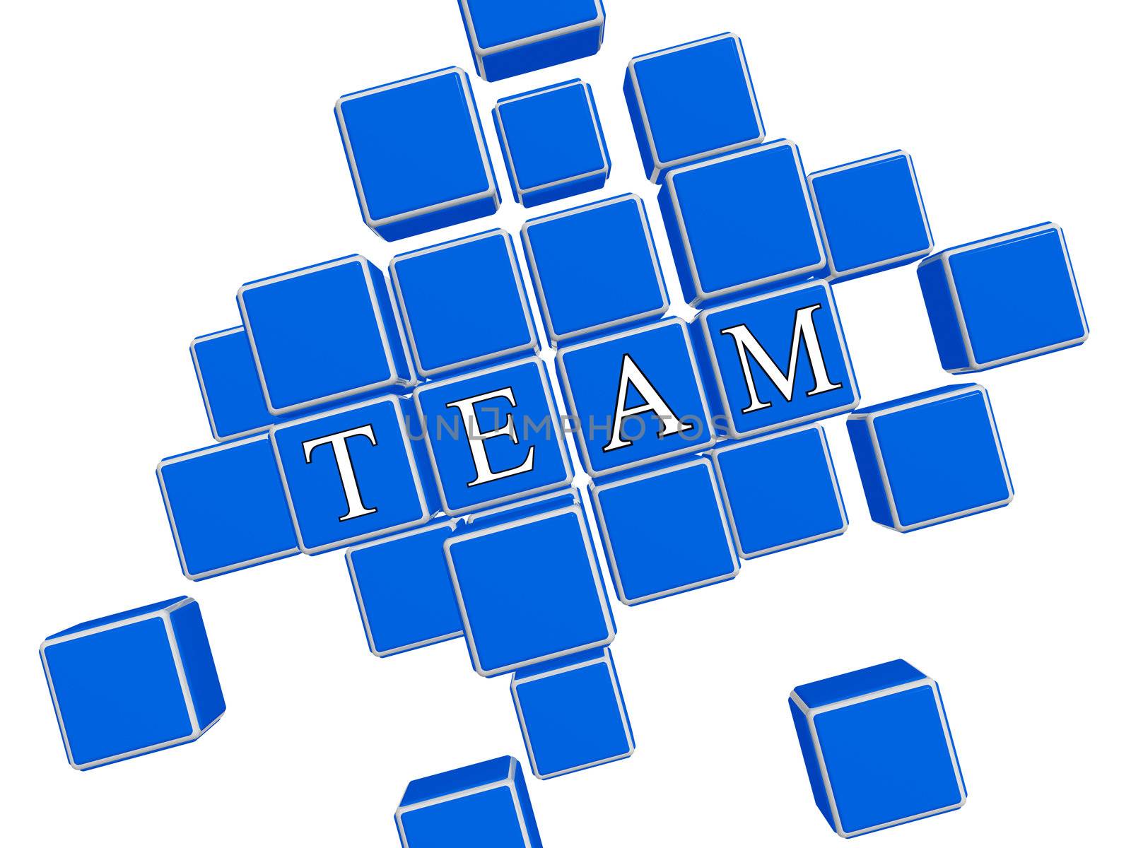 3d blue cubes with white text teamwork
