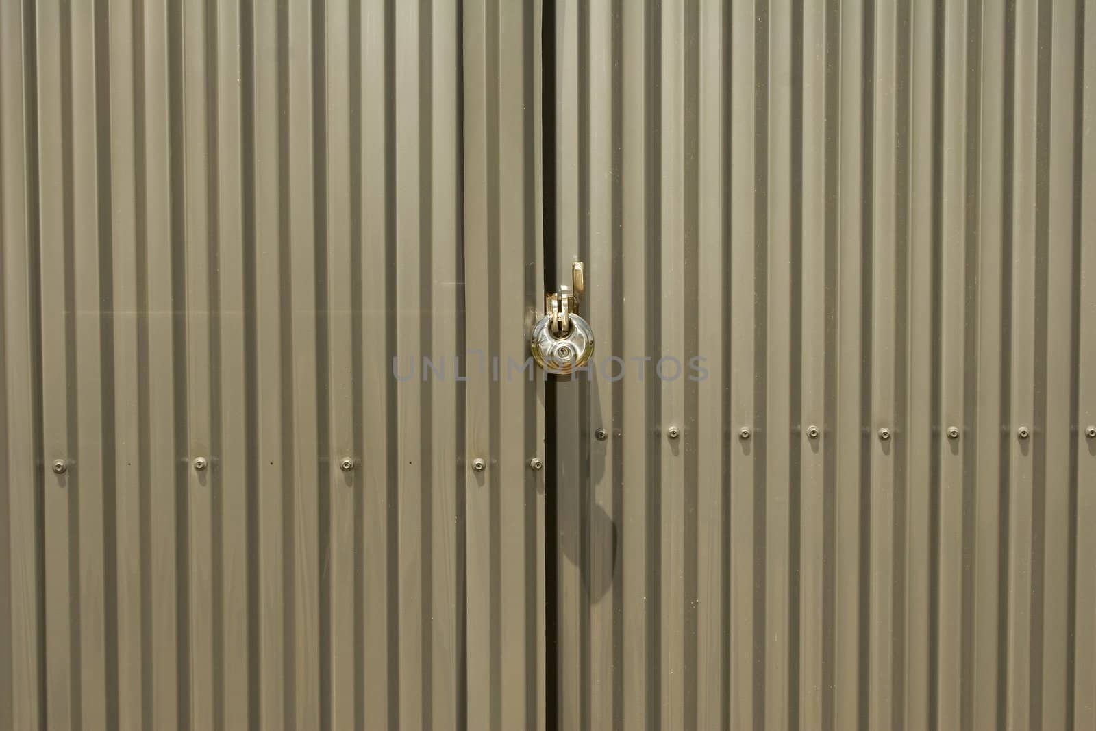 Locked doors with heavy padlock
