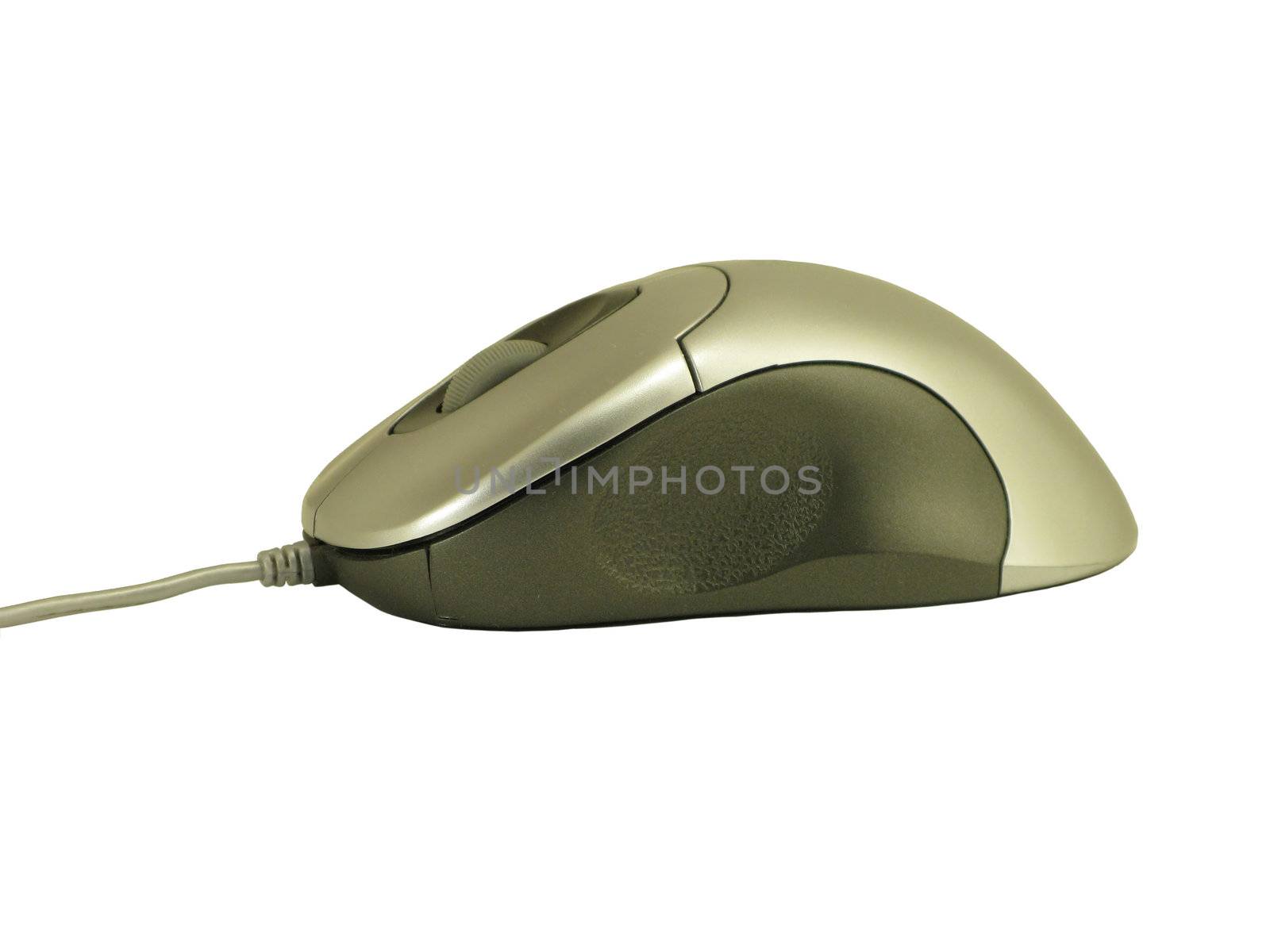 Optical computer mouse with scrollwheel isolated on white