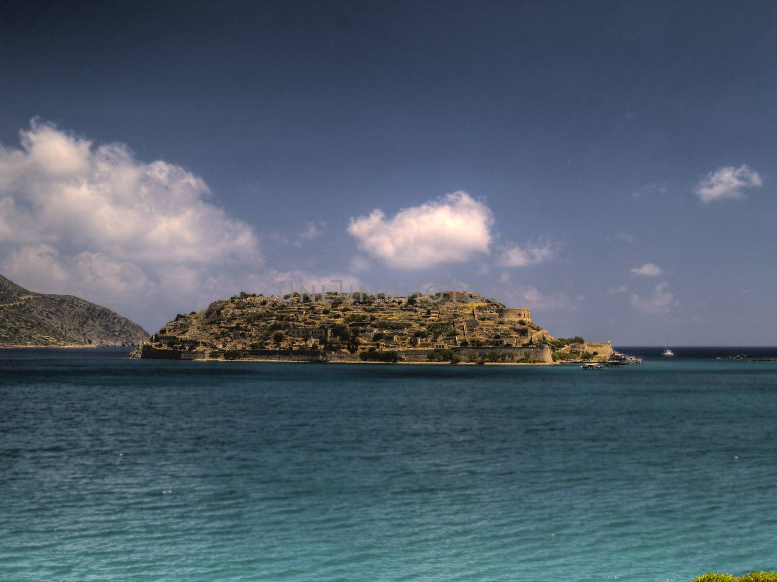 hdr style image of spinalonga island, crete, greece