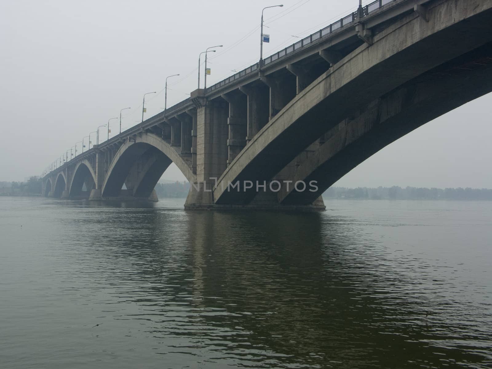 the Image of the bridge through Yenisei