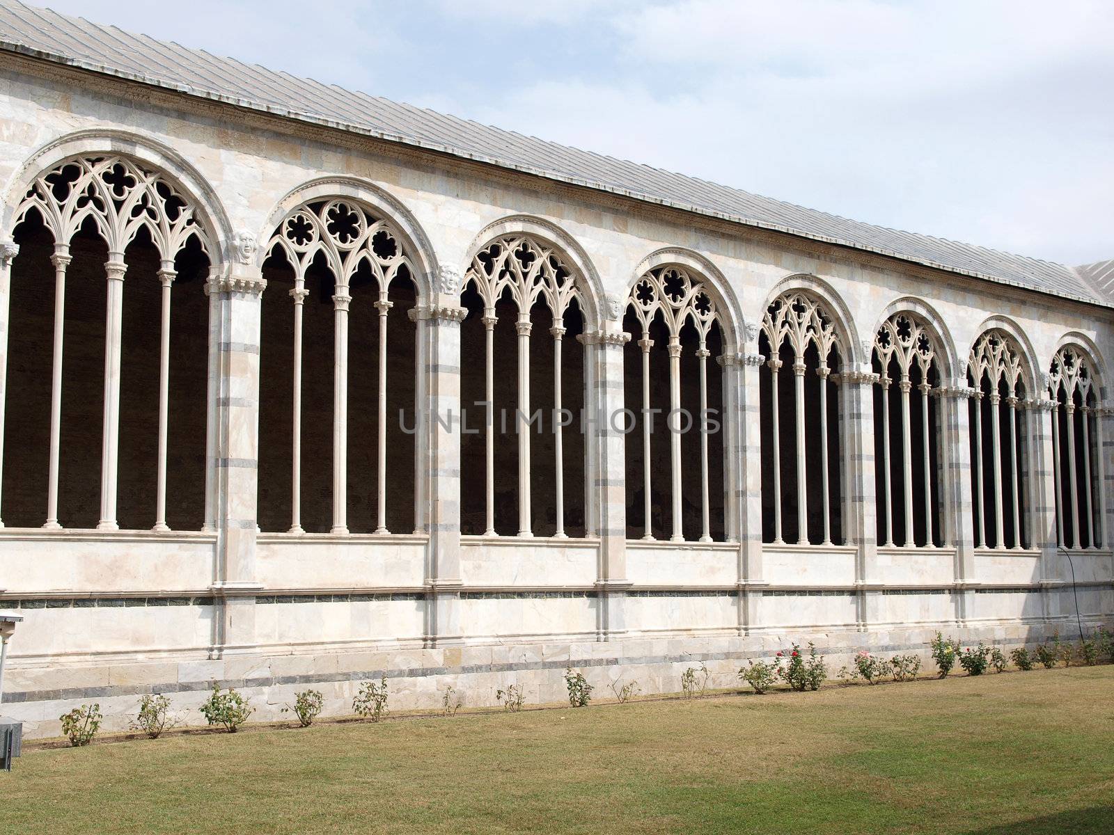 Pisa - Camposanto - Cemetery was constructed in 1278 to house the sacred dirt brought back from Golgotha during the Crusades. It then became the burial place of the Pisan upper class