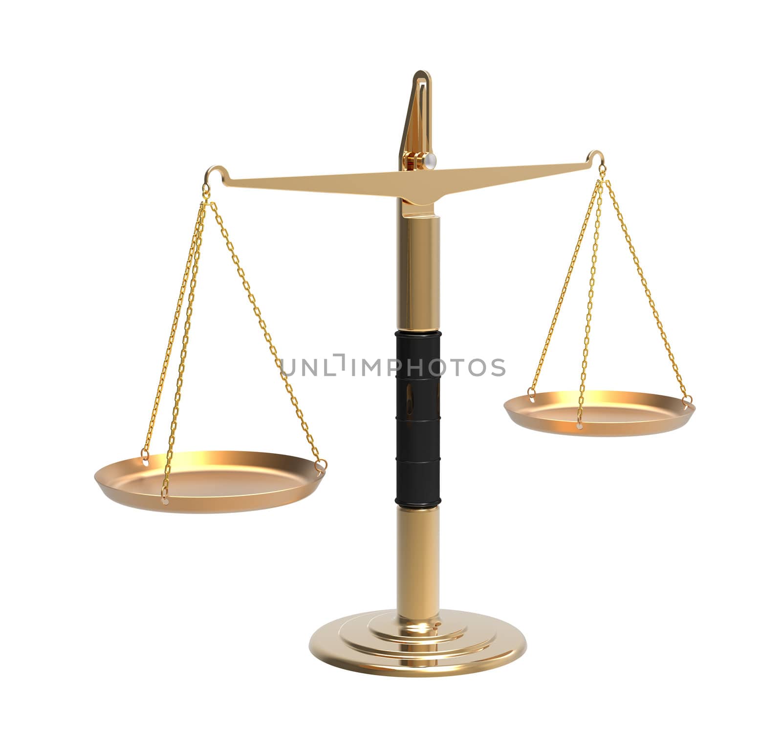Vintage apothecary scales in balance isolated on white 3d render