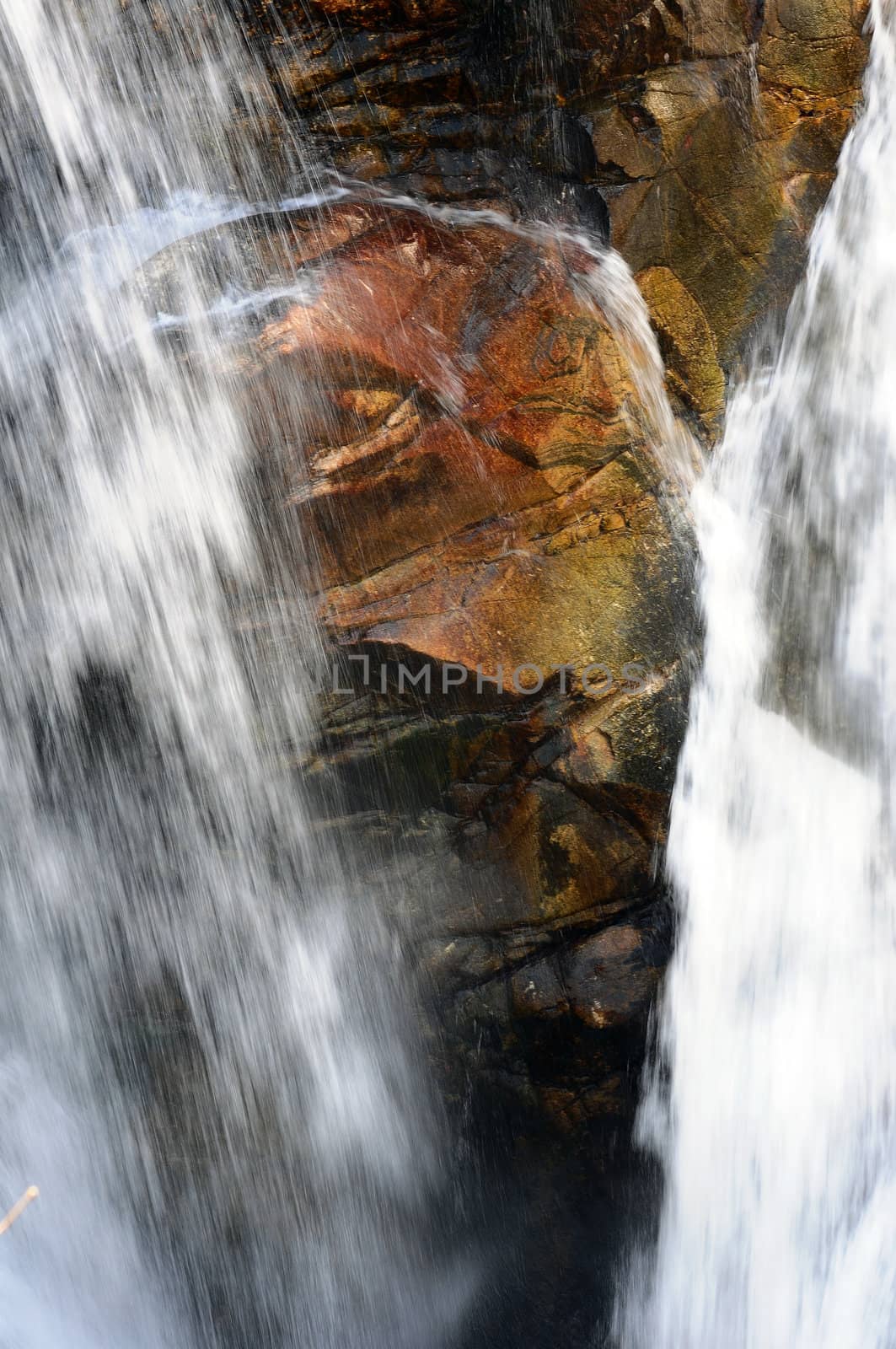 Closeup view of a waterfall