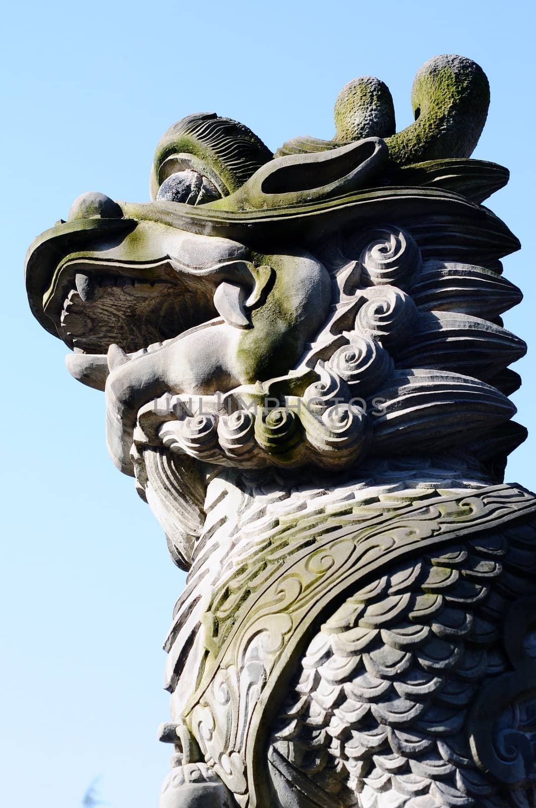 Traditional rock carvings of a legendary beast Kirin