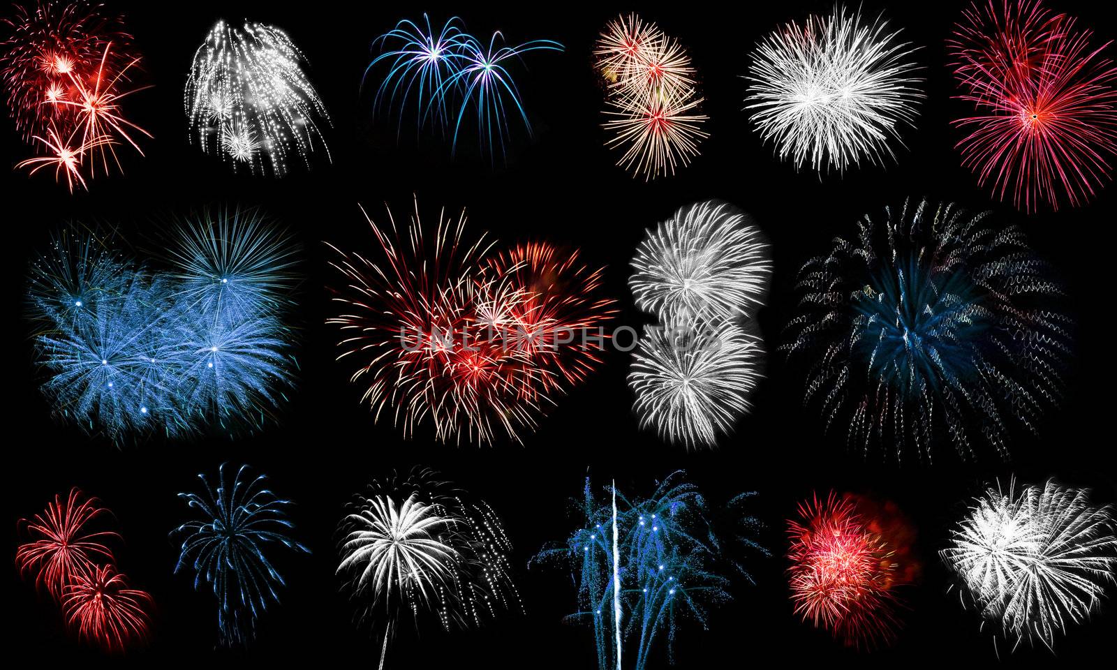 Long Exposure of Fireworks Against a Black Sky by Frankljunior